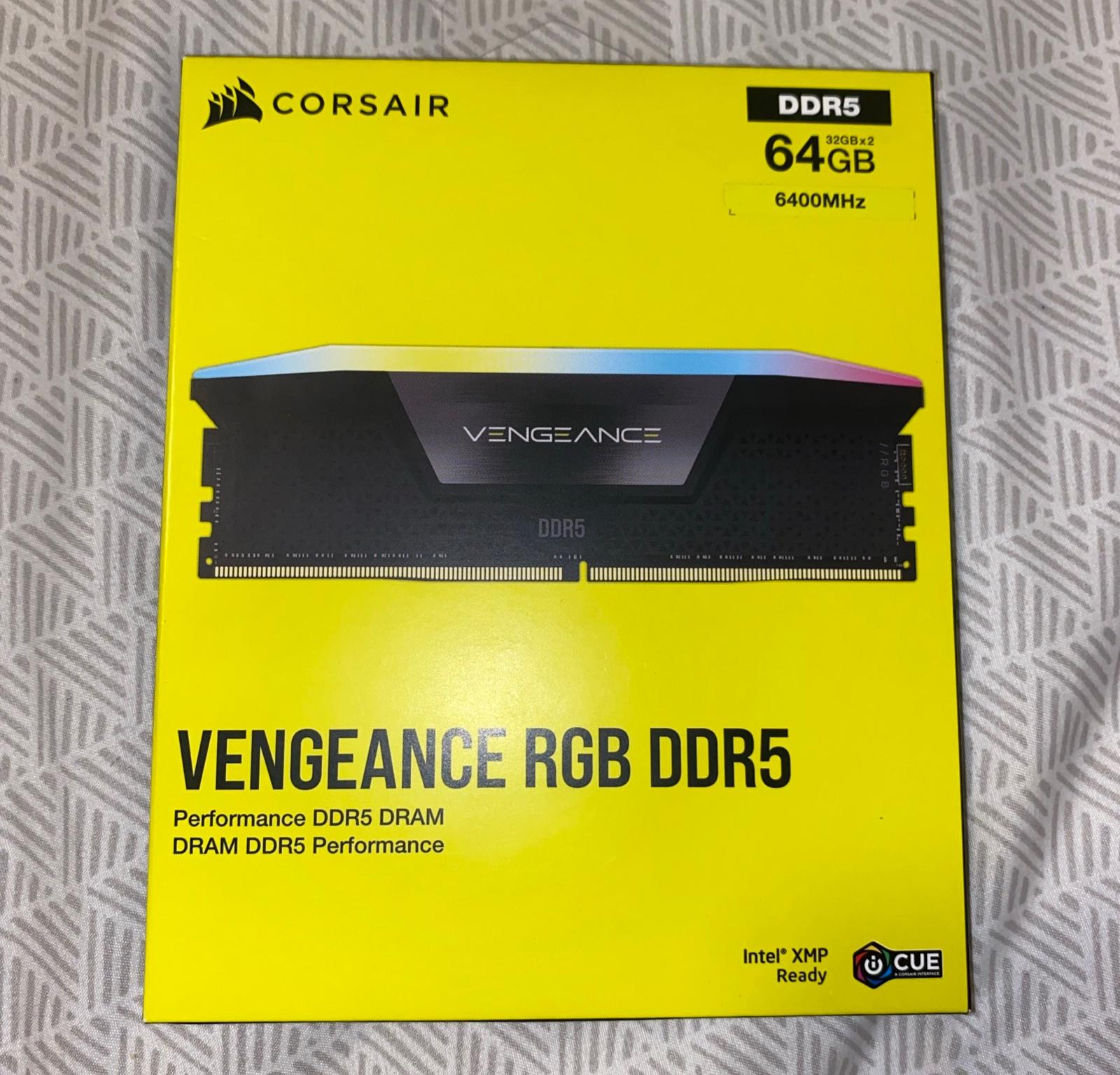 Corsair Vengeance RGB DDR5 64GB (2x32) 6400MHz CL32 Memory RAM (Sealed)