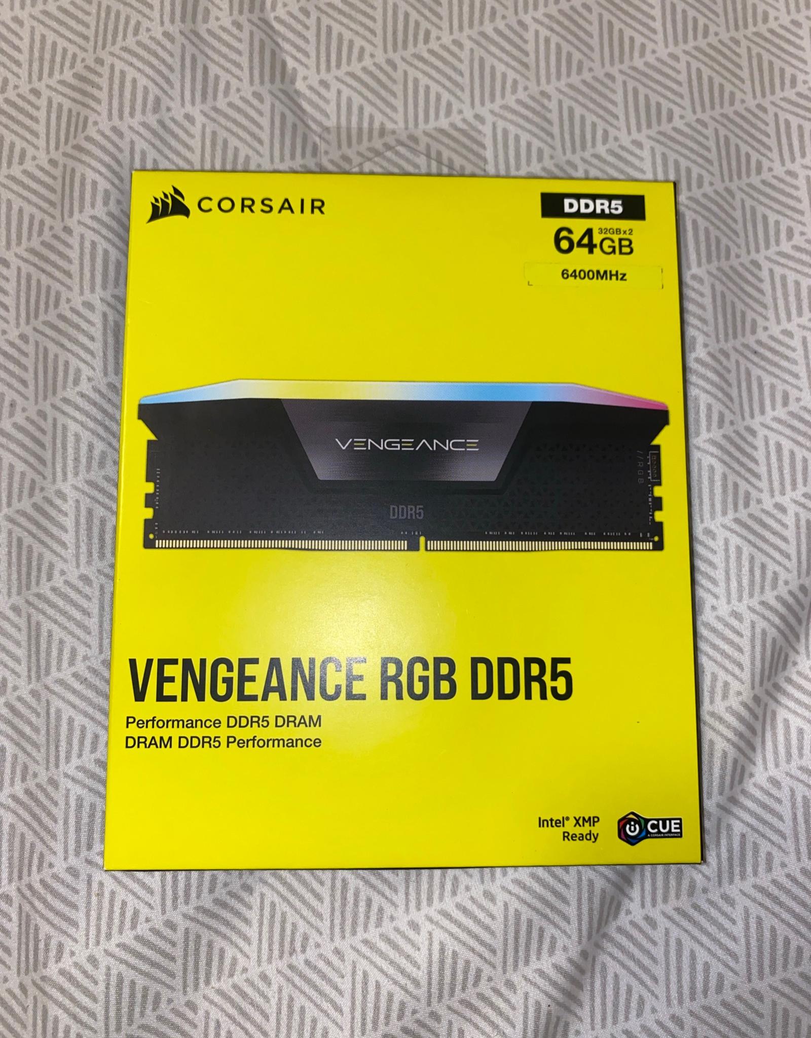Corsair Vengeance RGB DDR5 64GB (2x32) 6400MHz CL32 Memory RAM (Sealed)