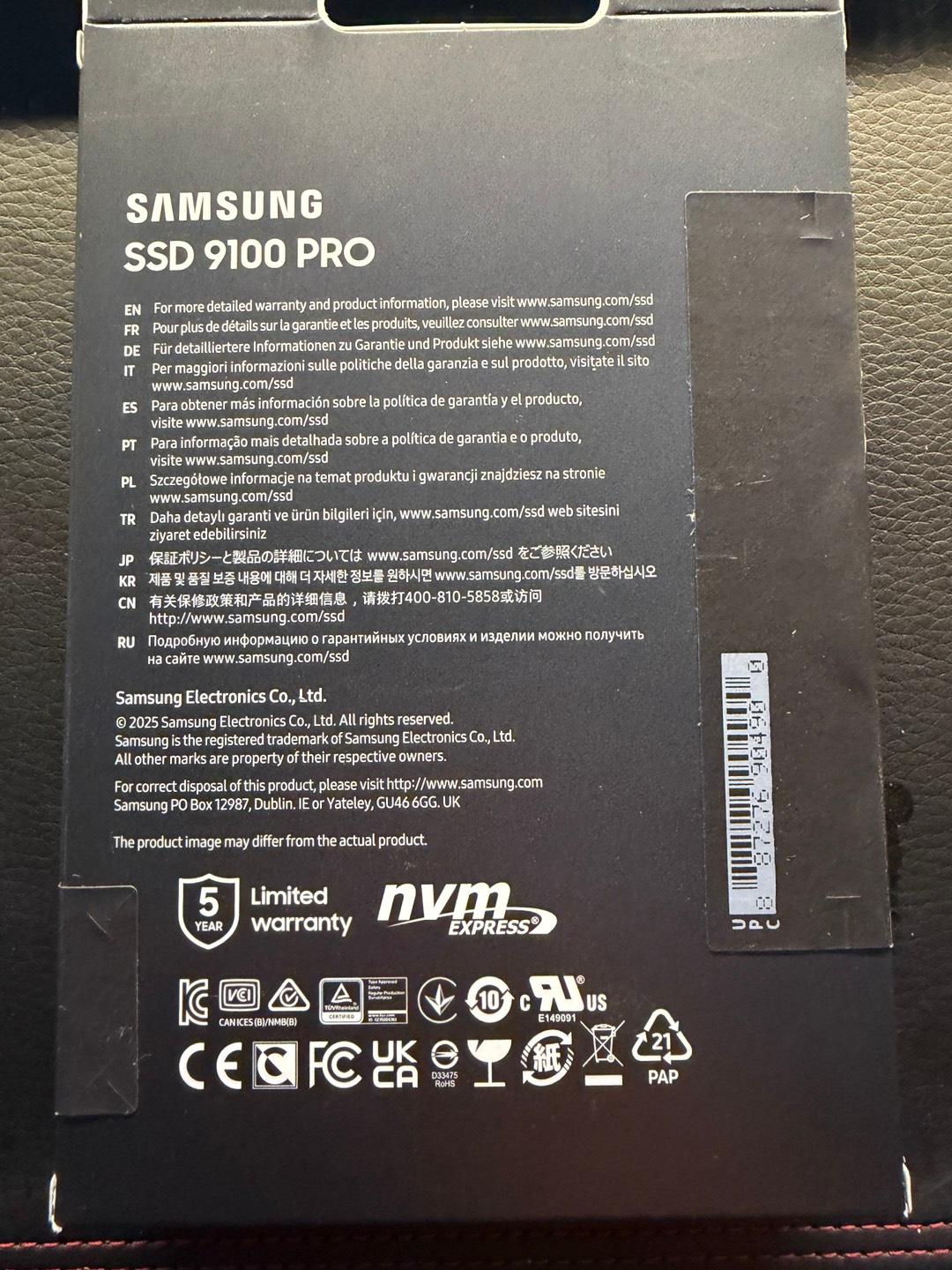 samsung 9100 pro pcie 5.0 x4 nvme m.2 ssd 2tb