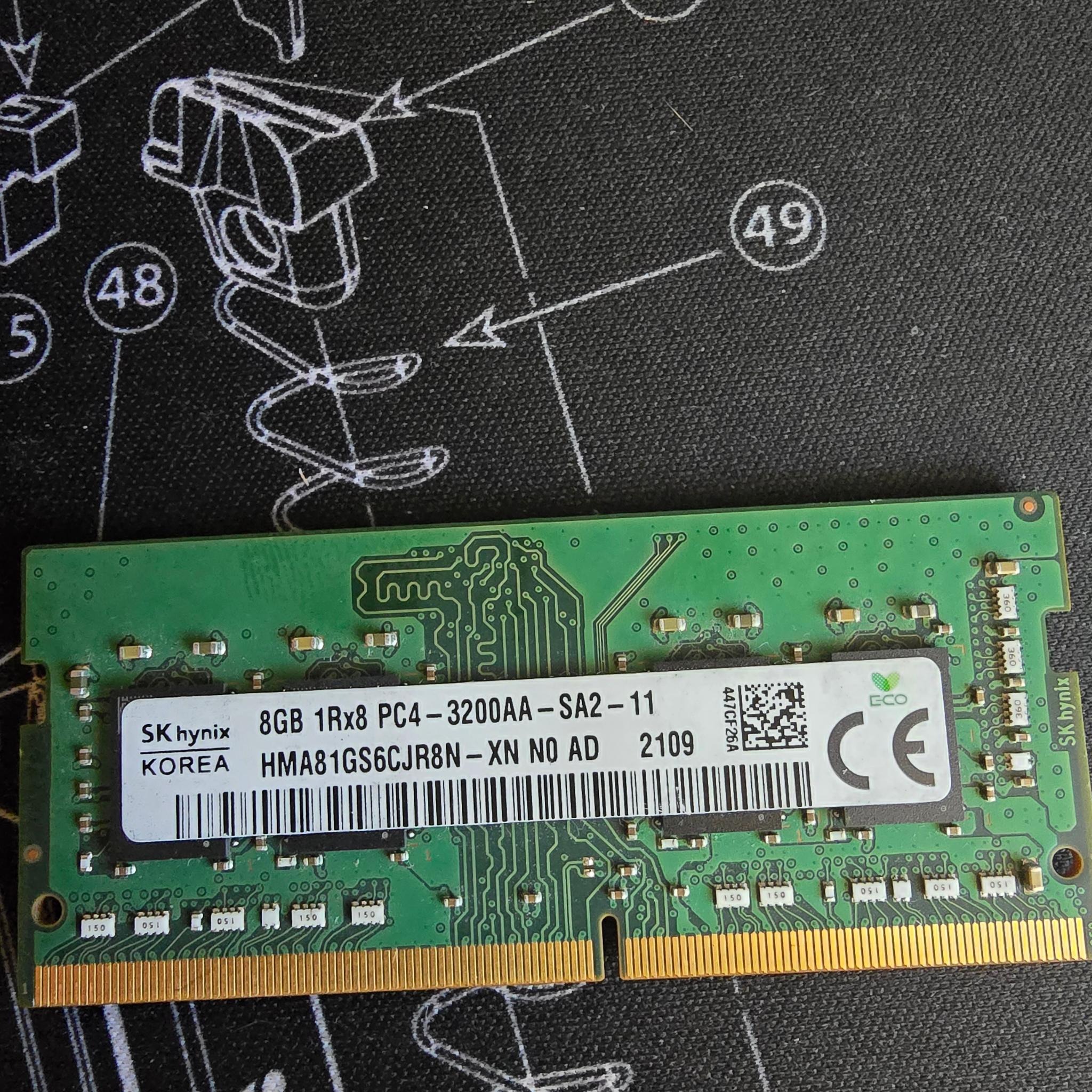 HMA81GS6CJR8N-XN - SK Hynix 1 x 8GB DDR4-3200 SODIMM PC4-25600S Single Rank x8 Module 1Rx8