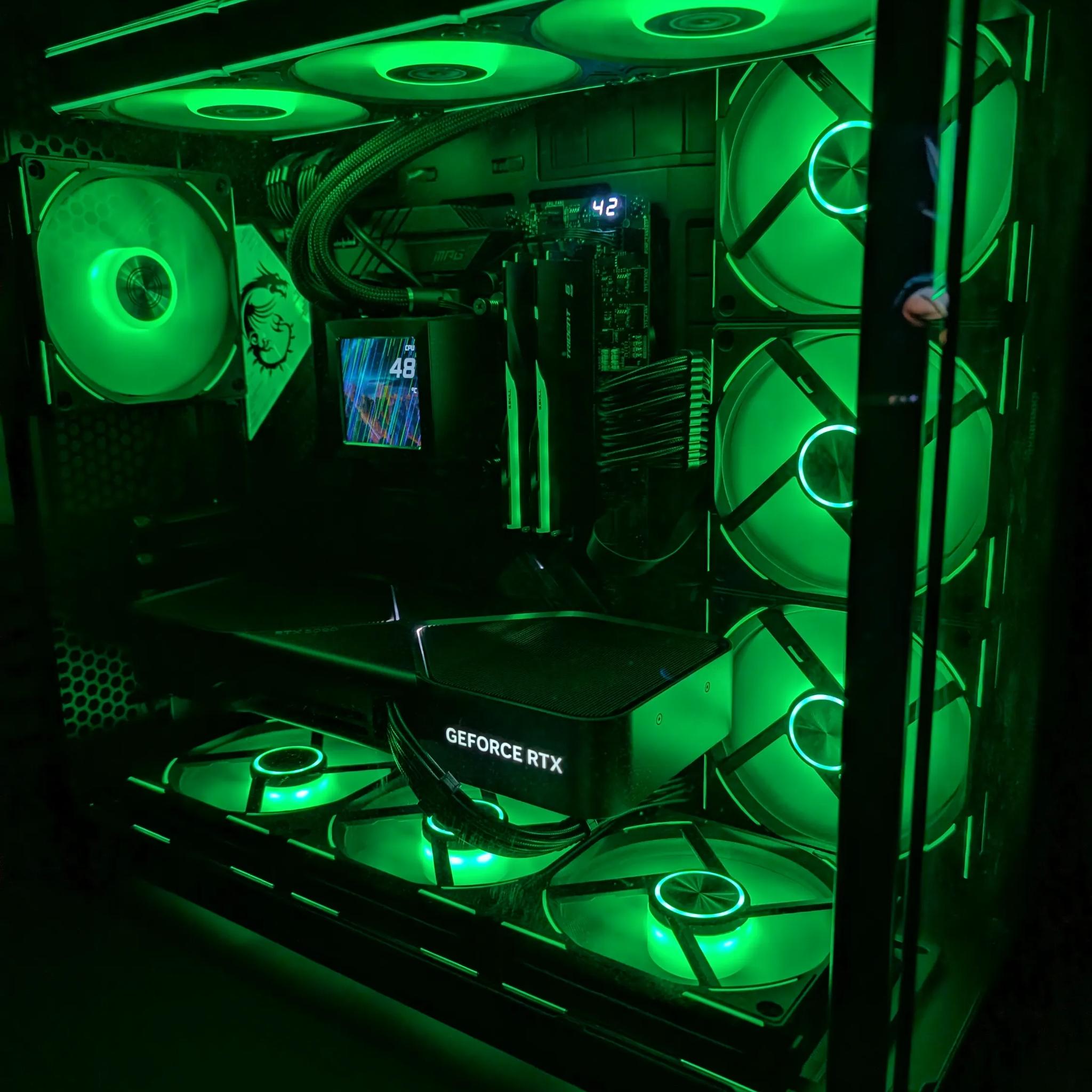 i9-14900K, 64GB DDR5-6400, 1TB M.2 NVMe, 1500W Platinum PSU, WiFi – Liquid Cooled Gaming PC