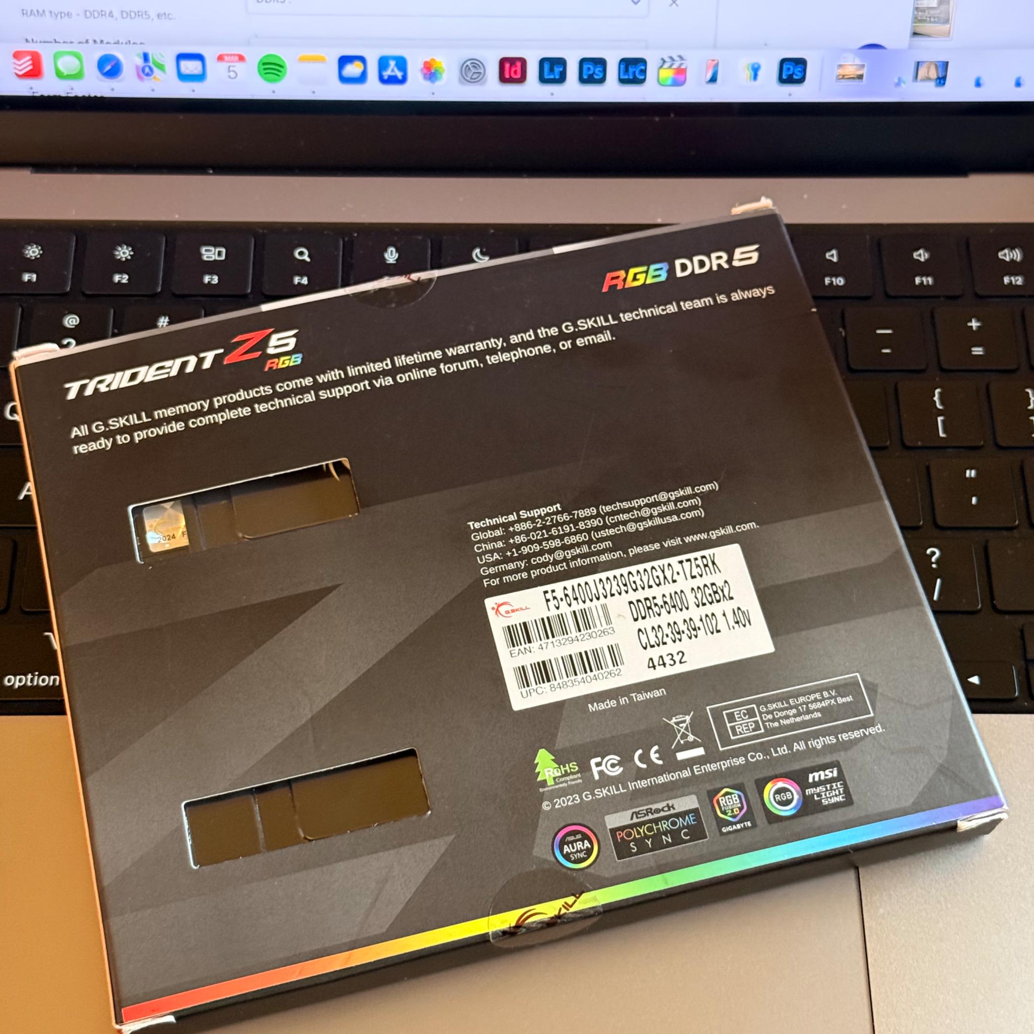 Like New G.Skill Trident Z5 DDR5-6400 64GB 2x 32 GB Sticks