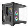 Sleek Black MATX Gaming PC Case – Curved Tempered Glass | Includes 6-Port Hub | High Airflow
