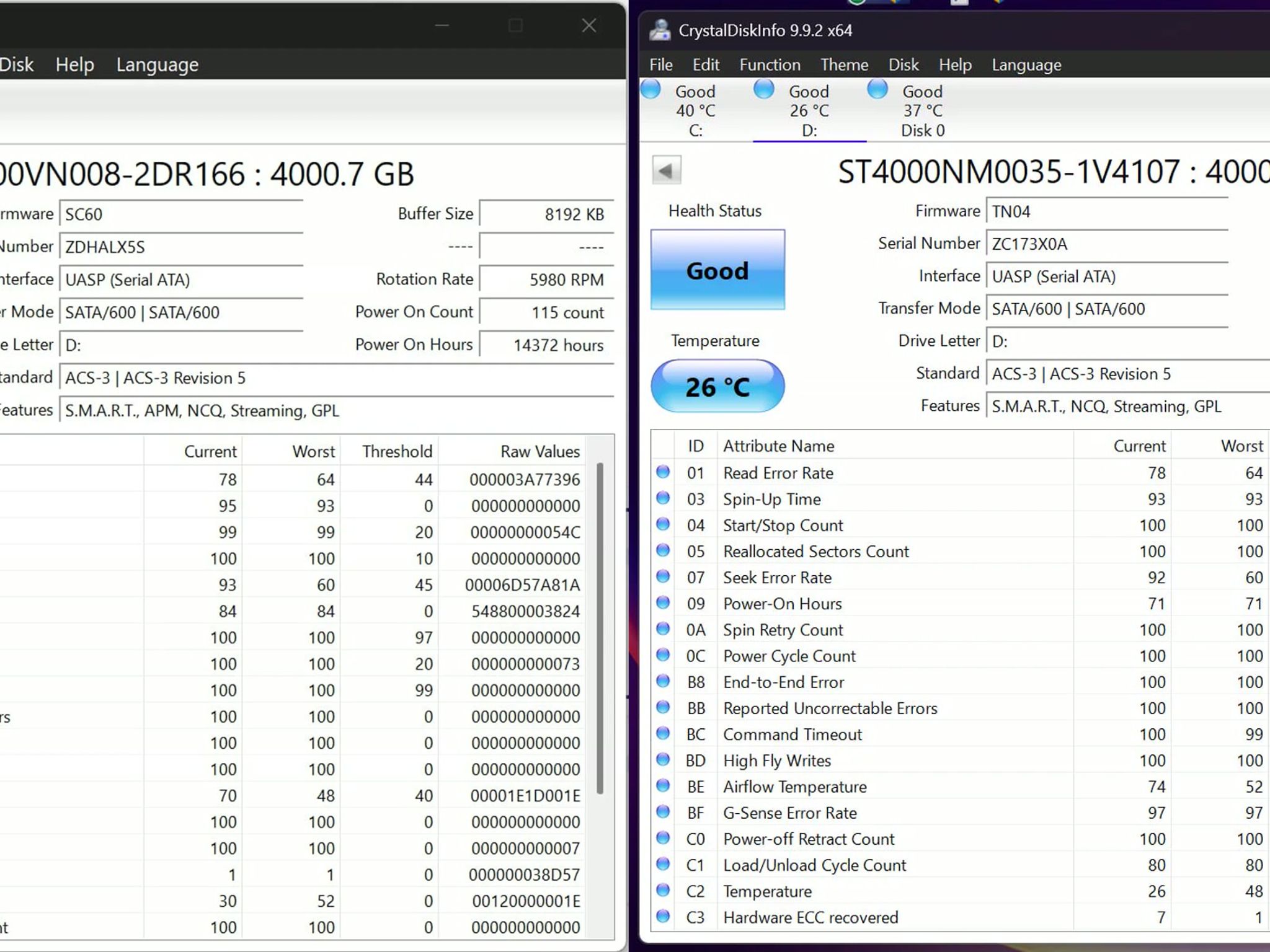 Seagate 4TB SATA HDDs — IronWolf + Enterprise