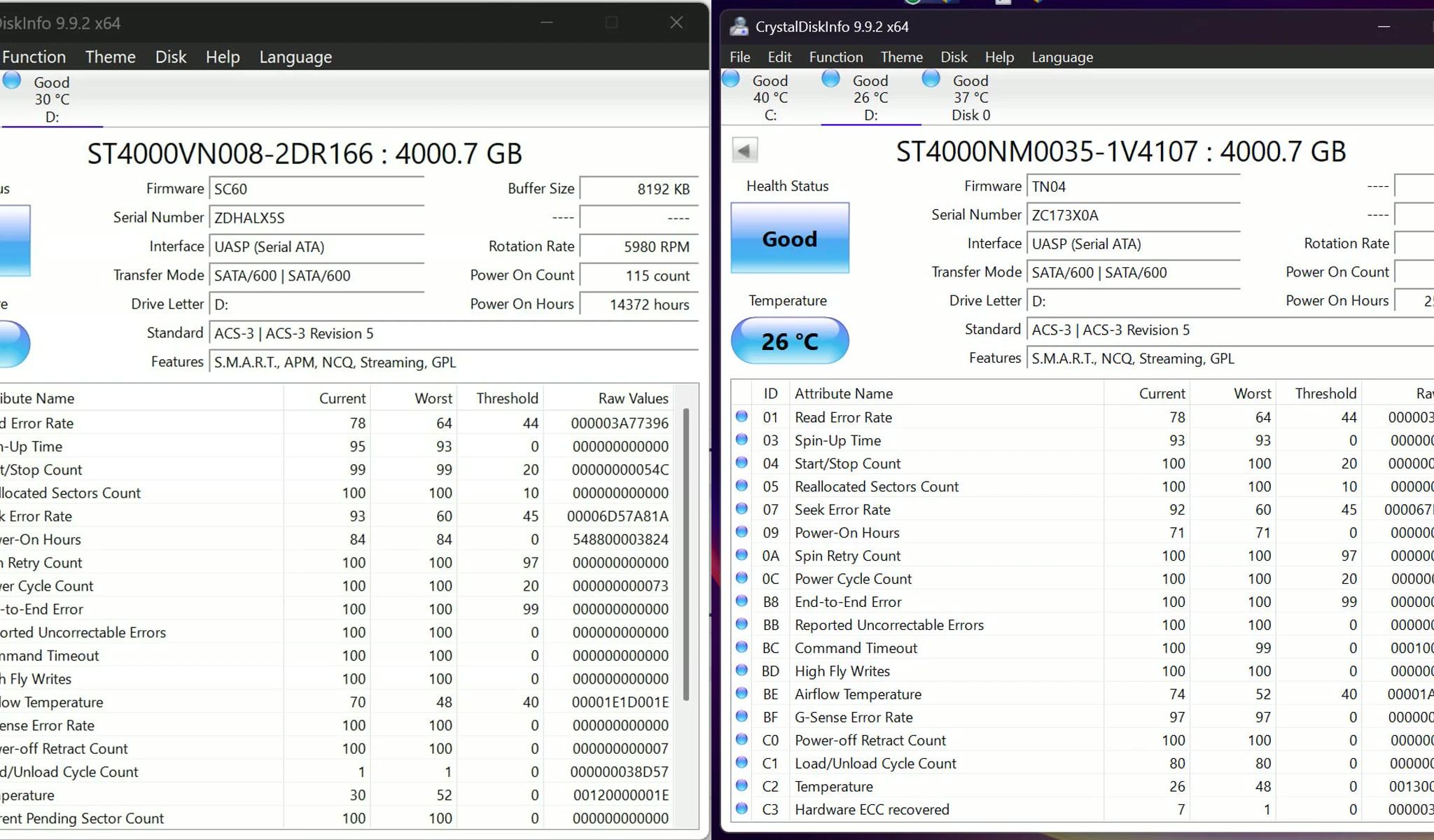 Seagate 4TB SATA HDDs — IronWolf + Enterprise