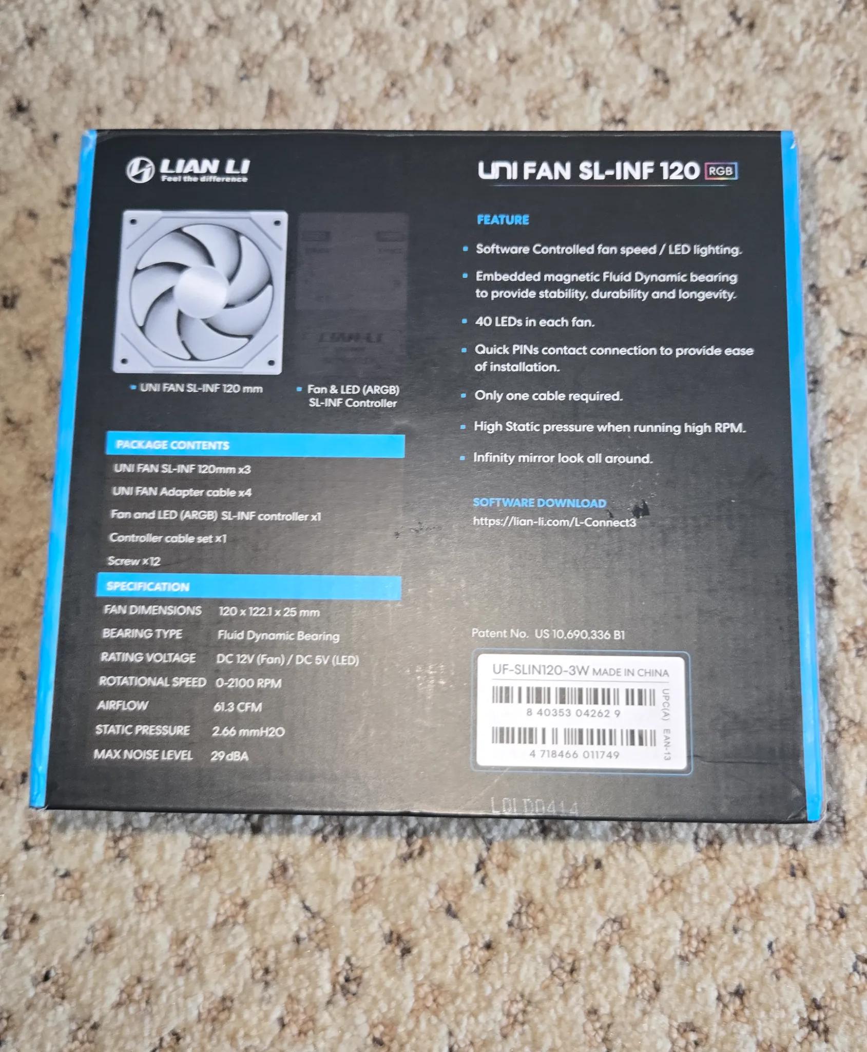 Lian Li Unifan SL Infinity 120 - 3 Pack - White - No Controller