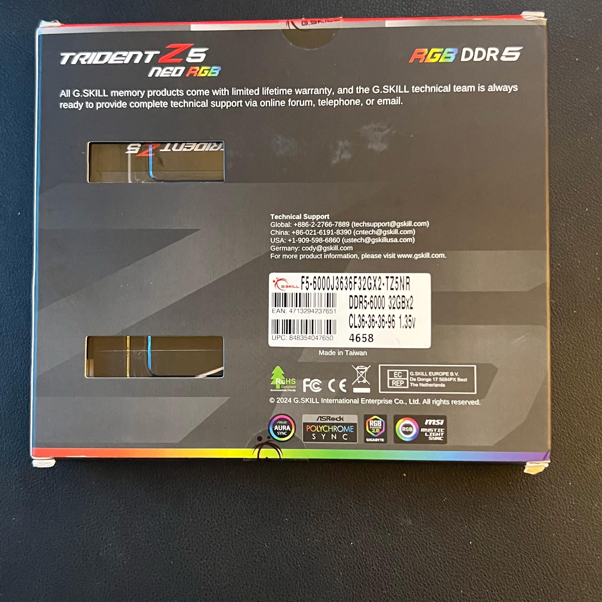G.Skill Trident Z5 neo RGB 32GB (2 x 16GB) 6000 CL36 DDR5 Desktop RAM | Brand New In Box