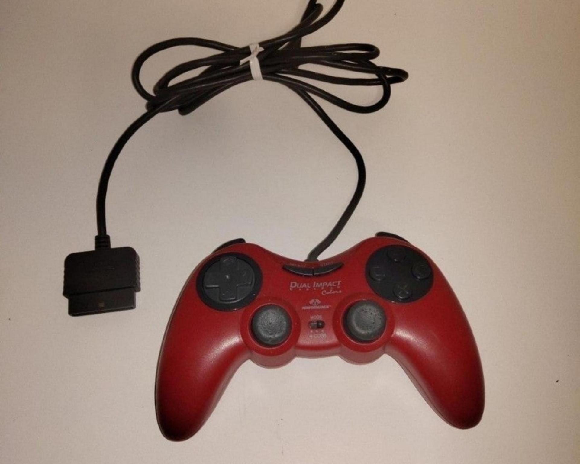 Sony PlayStation PS1 PS2 Red Dual Shock Analog Controller Video Game Gaming