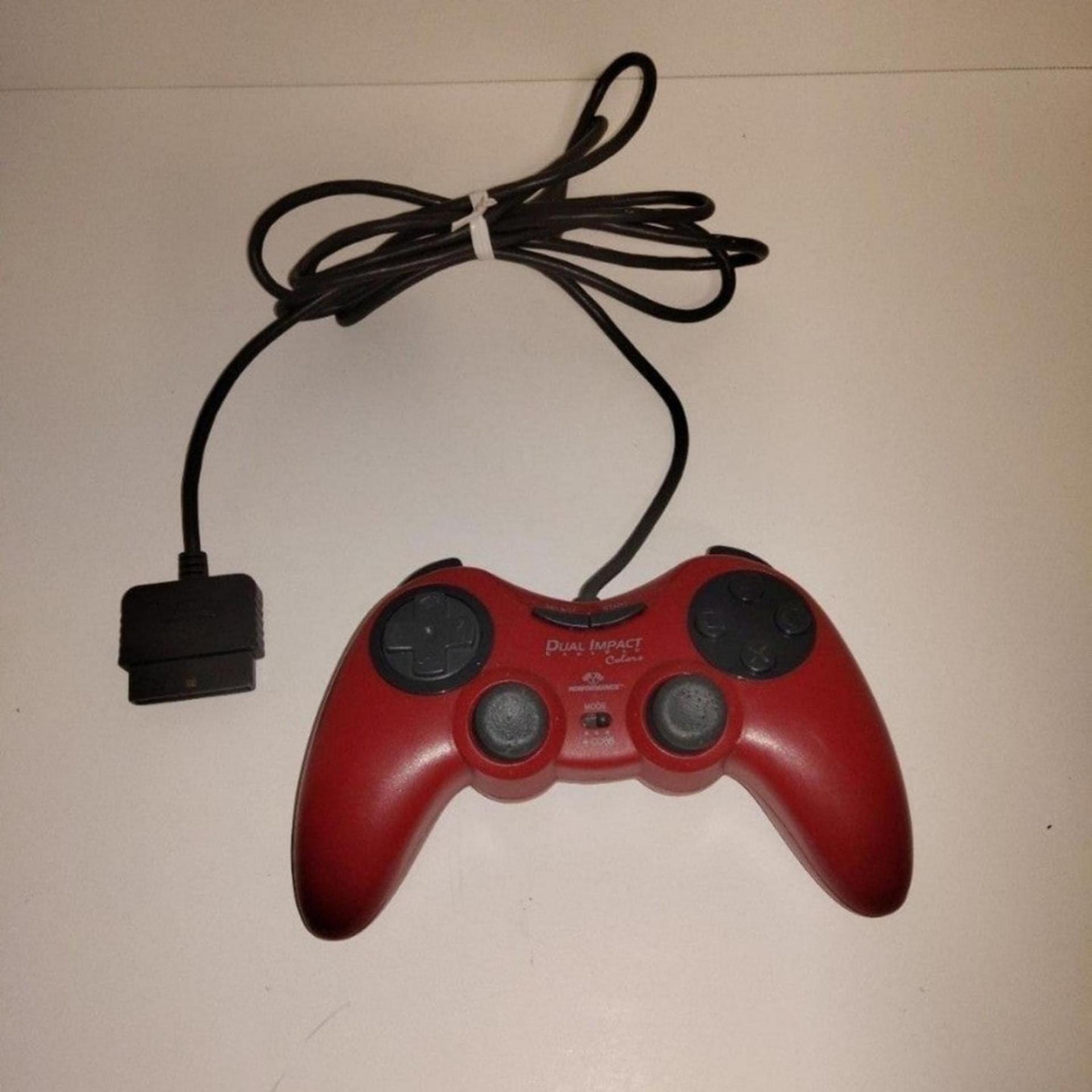 Sony PlayStation PS1 PS2 Red Dual Shock Analog Controller Video Game Gaming