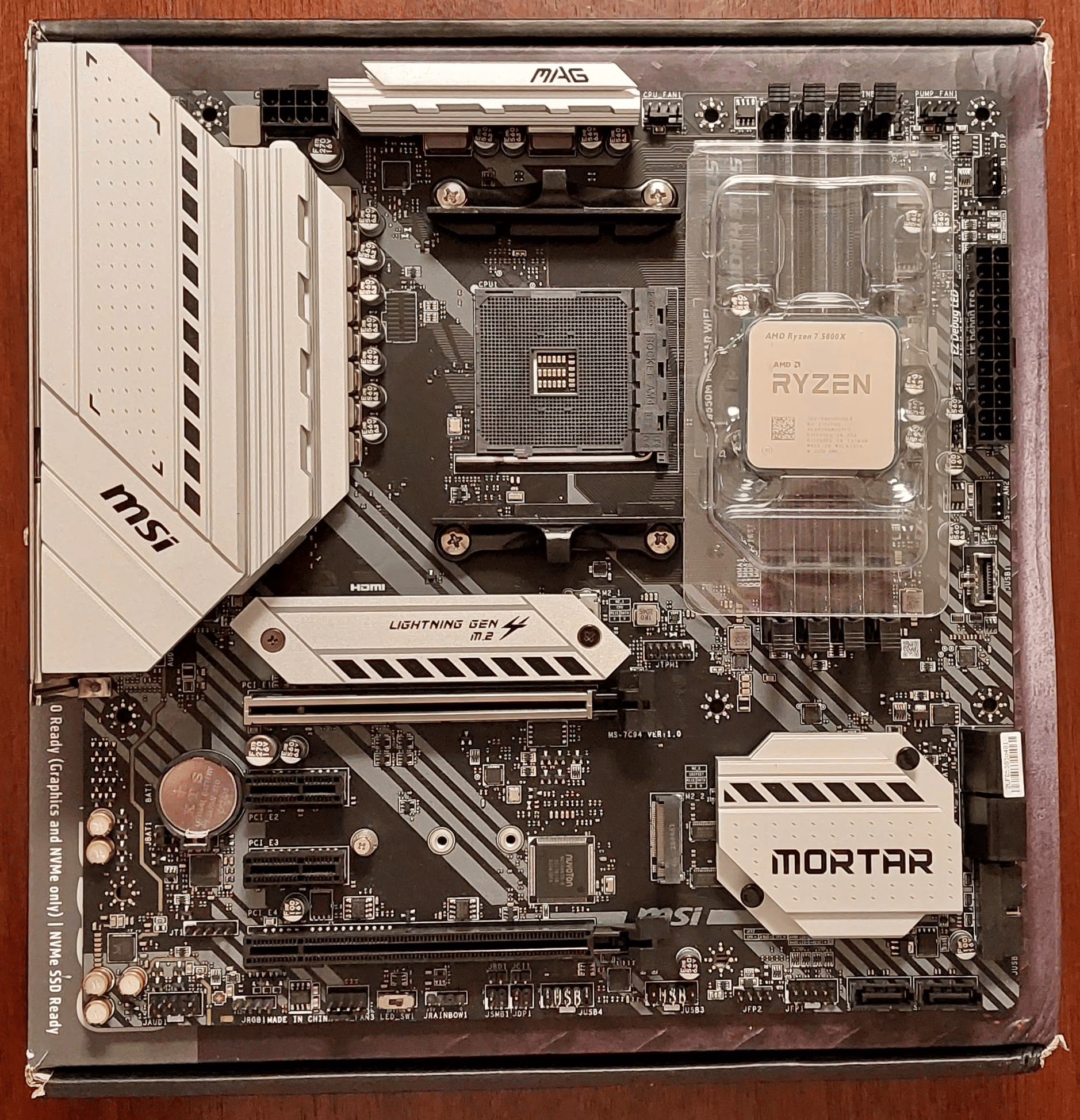 COMBO - AMD Ryzen 7 5800X CPU + MSI B550M Mortar WiFi + 500GB Samsung 970 EVO Plus NVMe SSD