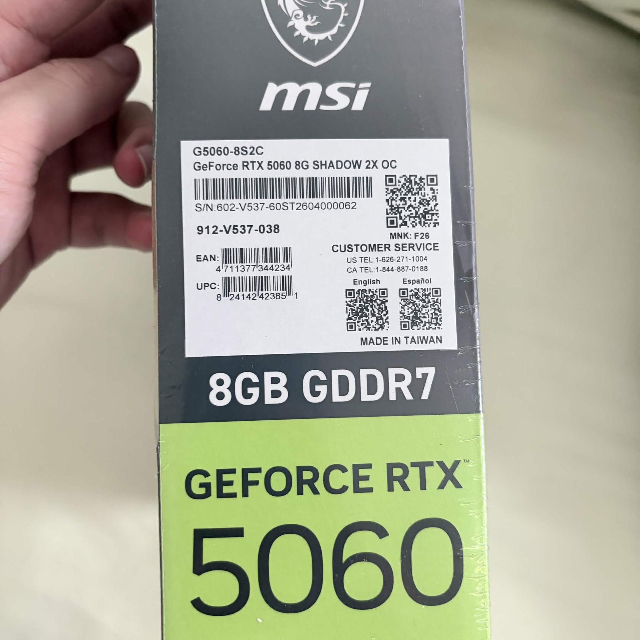 MSI RTX 5060 SHADOW 2X OC Sealed New