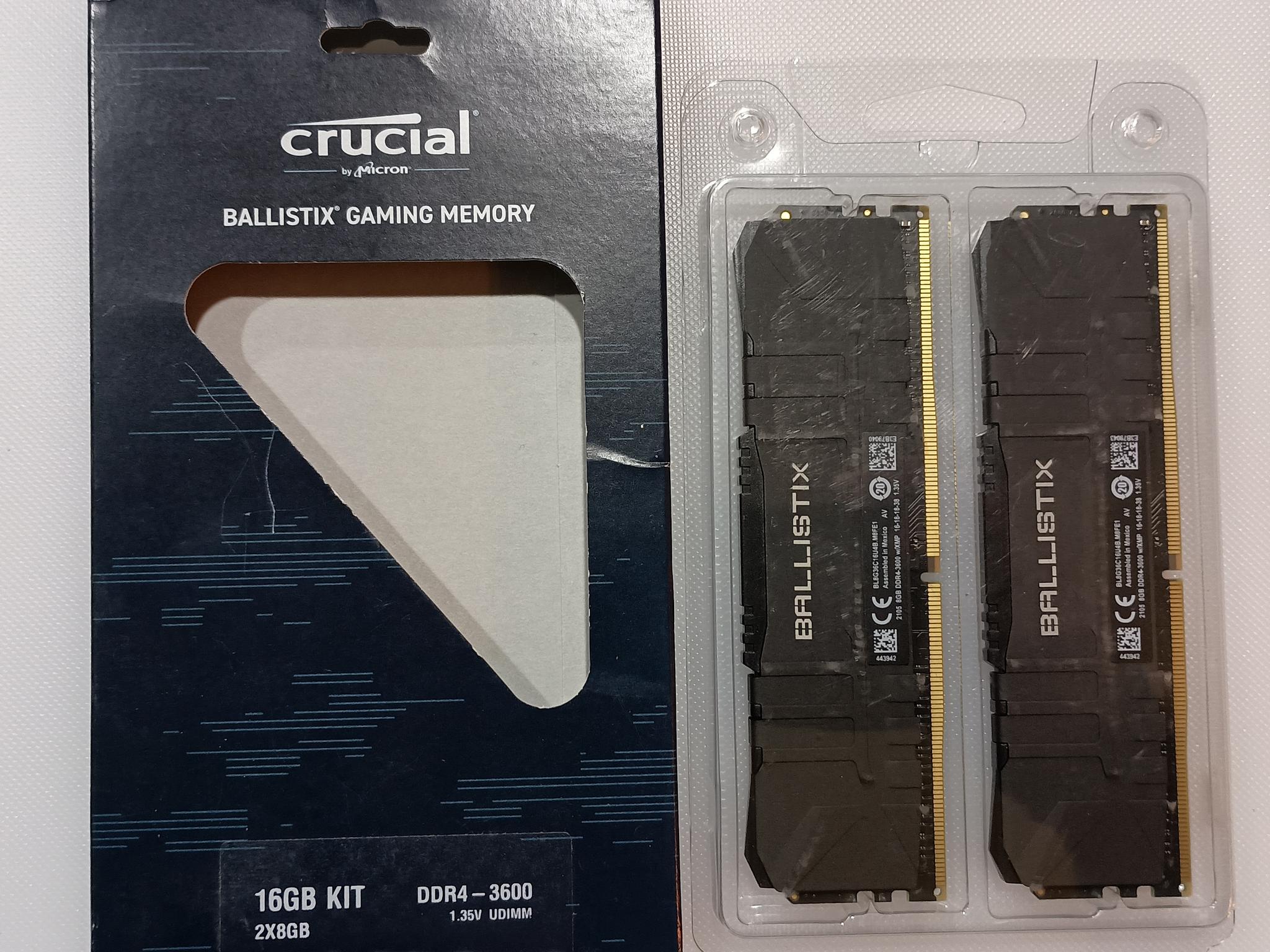 Crucial Ballistix 16gb DDRR4 3600mhz 2x8GB memory kit. BL2K8G36C16U4B