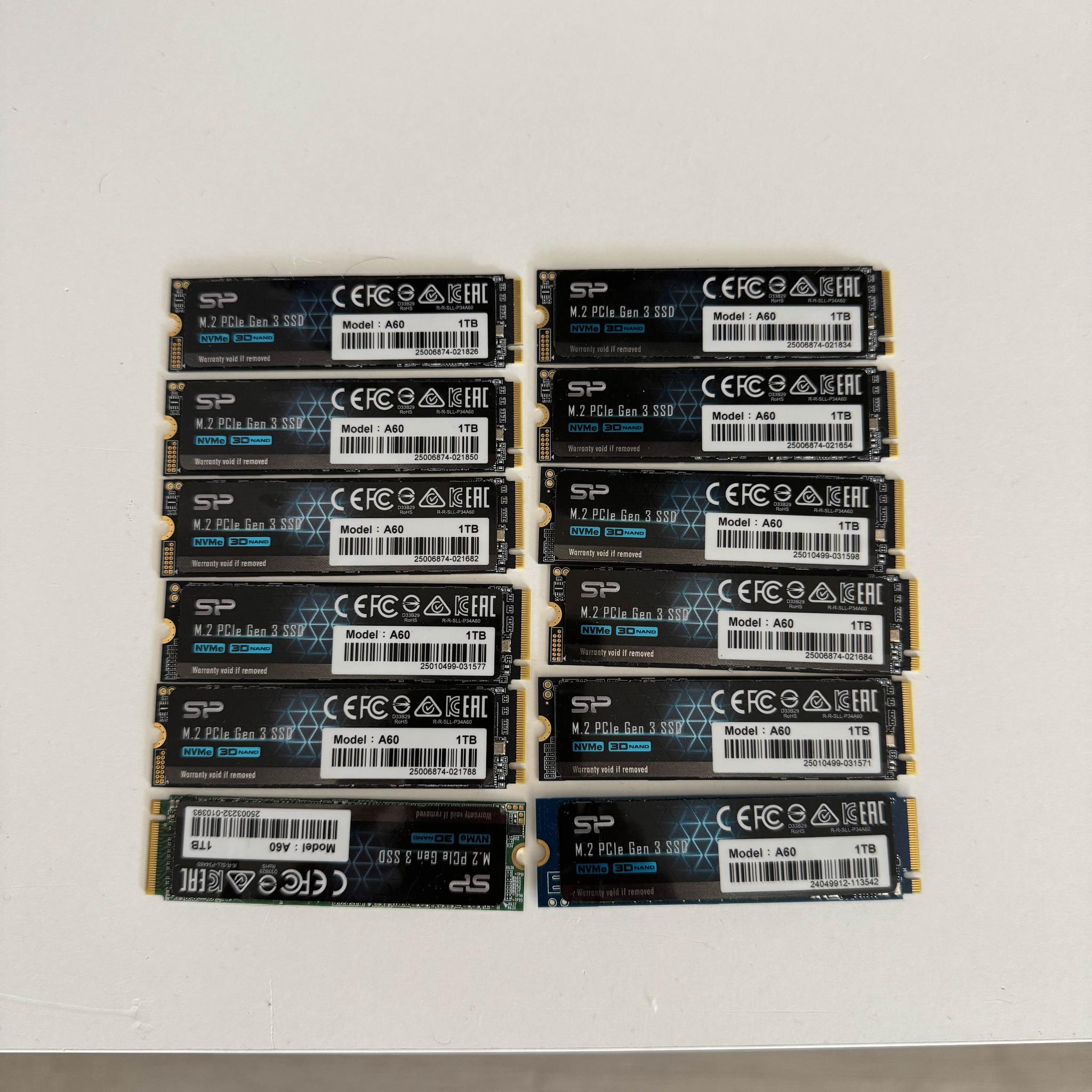 12x Silicon Power 1TB - NVMe M.2 PCIe Gen3x4 2280 SSD