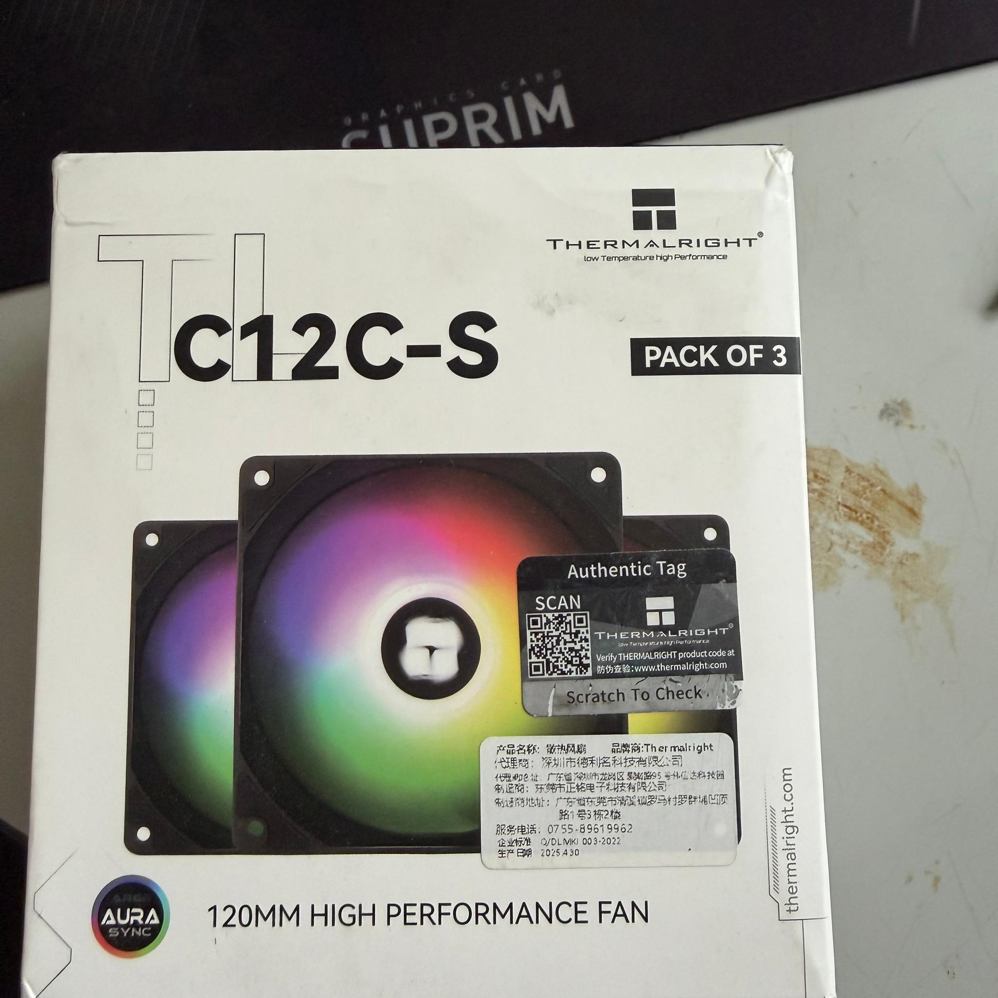 6x Thermalright C12C-S 120mm Black RGB fan packs(3 fans per box)
