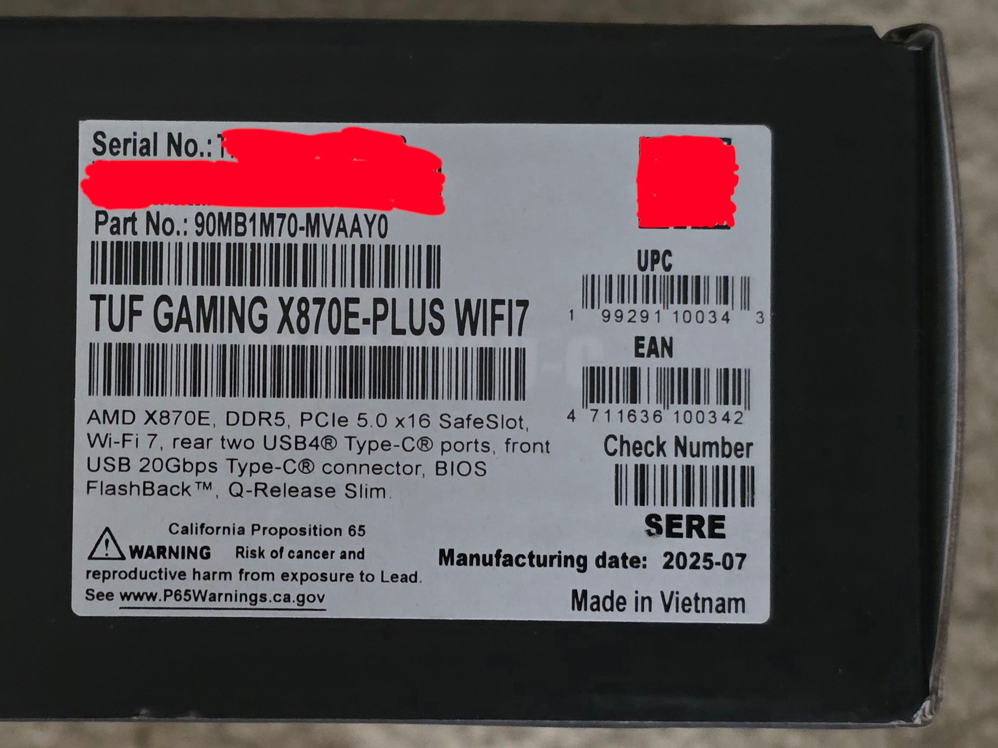 ASUS TUF GAMING X870E-PLUS WIFI7 AM5 ATX Motherboard Brand New Sealed