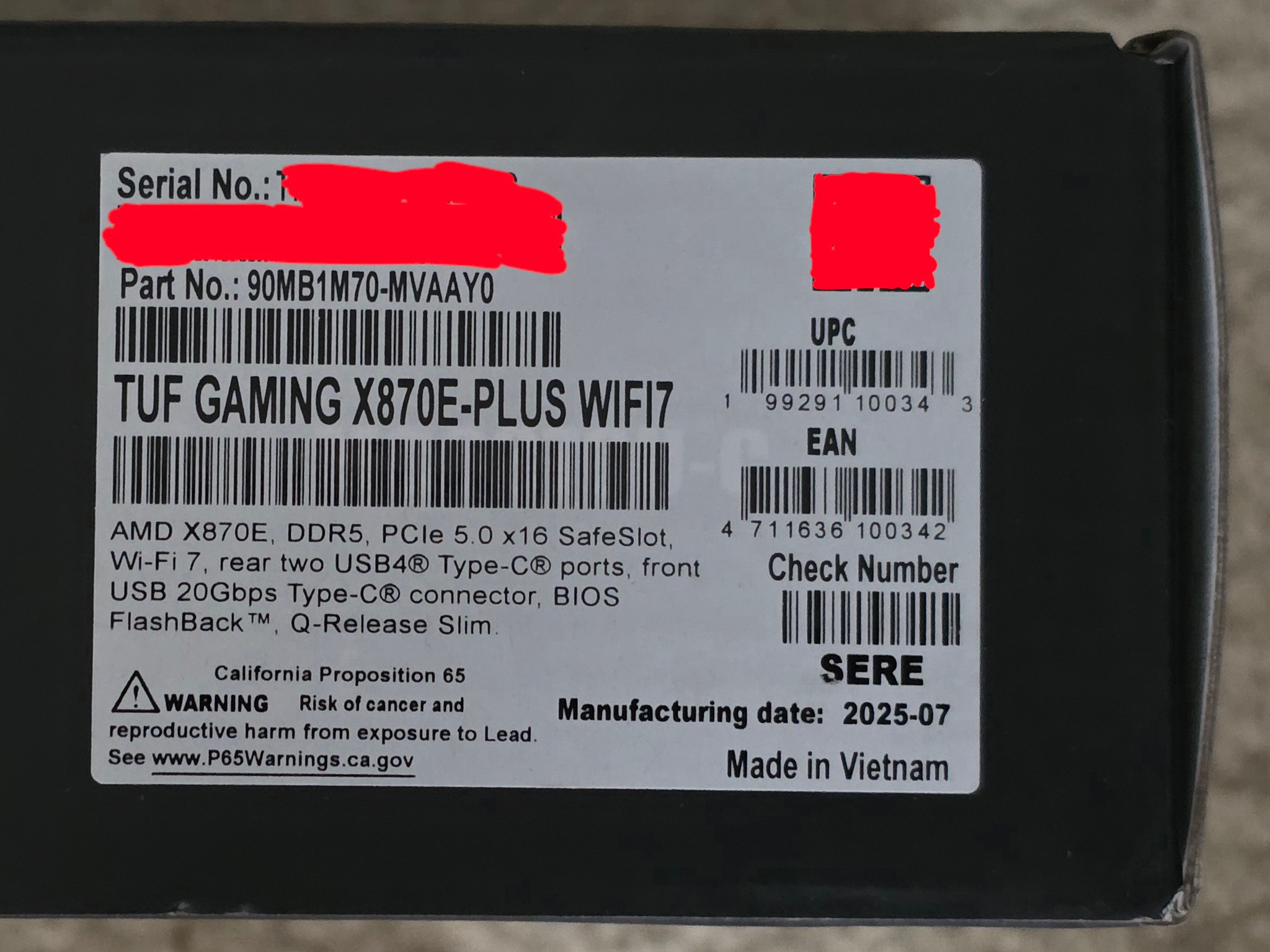 ASUS TUF GAMING X870E-PLUS WIFI7 AM5 Brand New Sealed