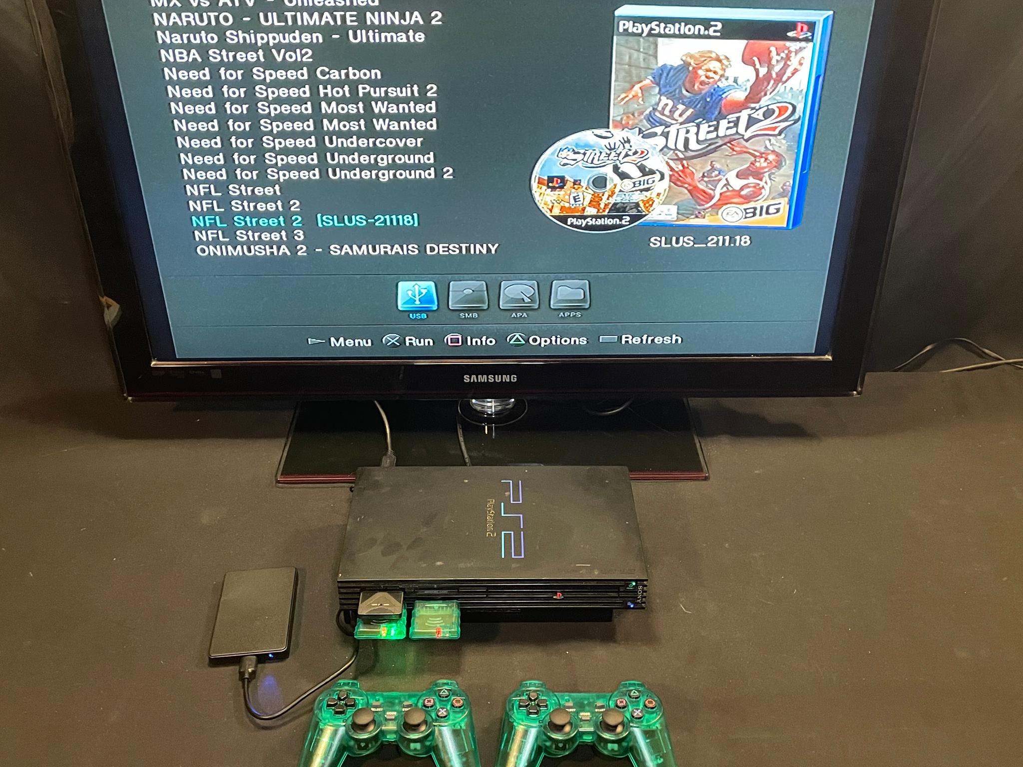 Playstation 2 Ps2 1TB Drive Hdmi 2 Emerald Green Controllers +Accessories