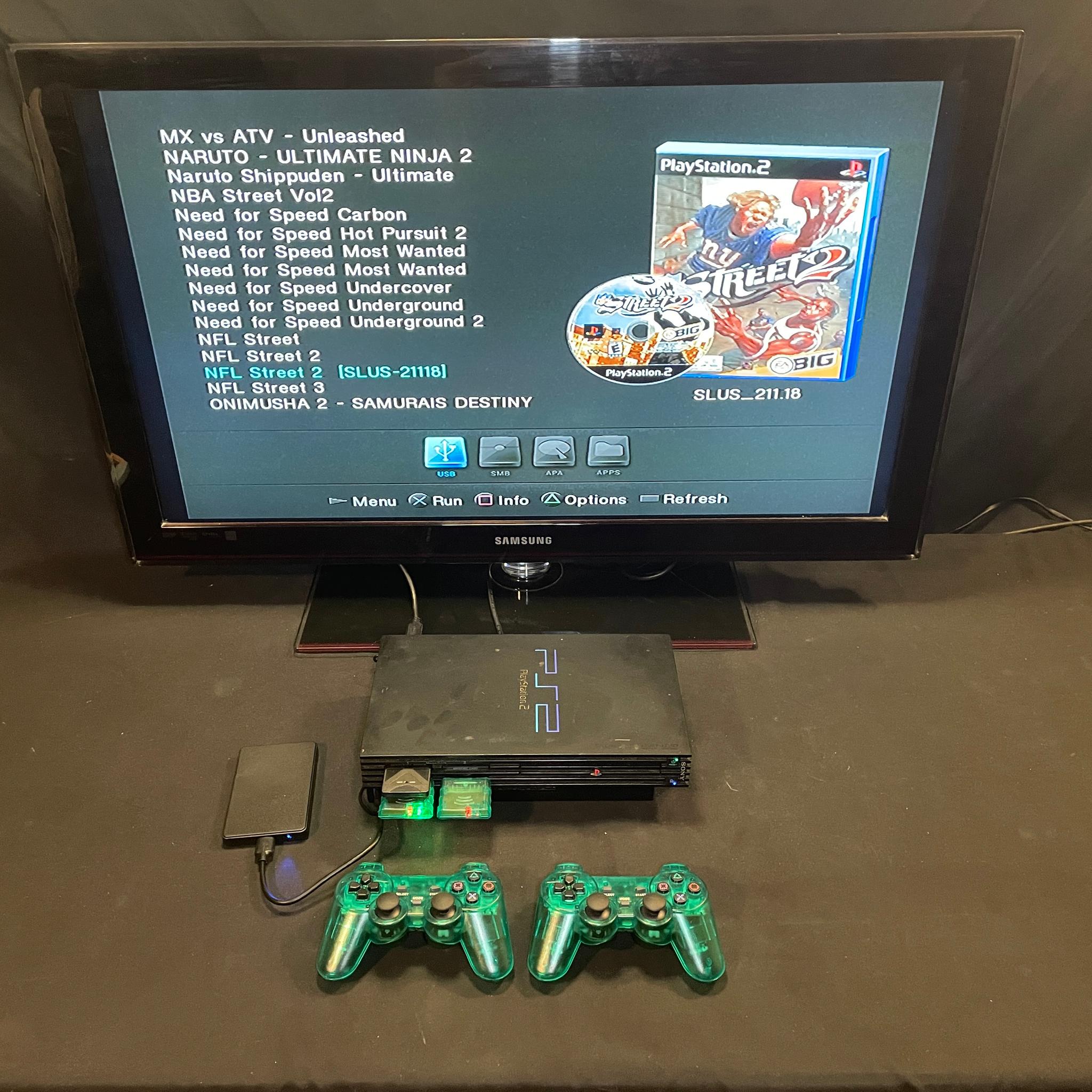 Playstation 2 Ps2 1TB Drive Hdmi 2 Emerald Green Controllers +Accessories