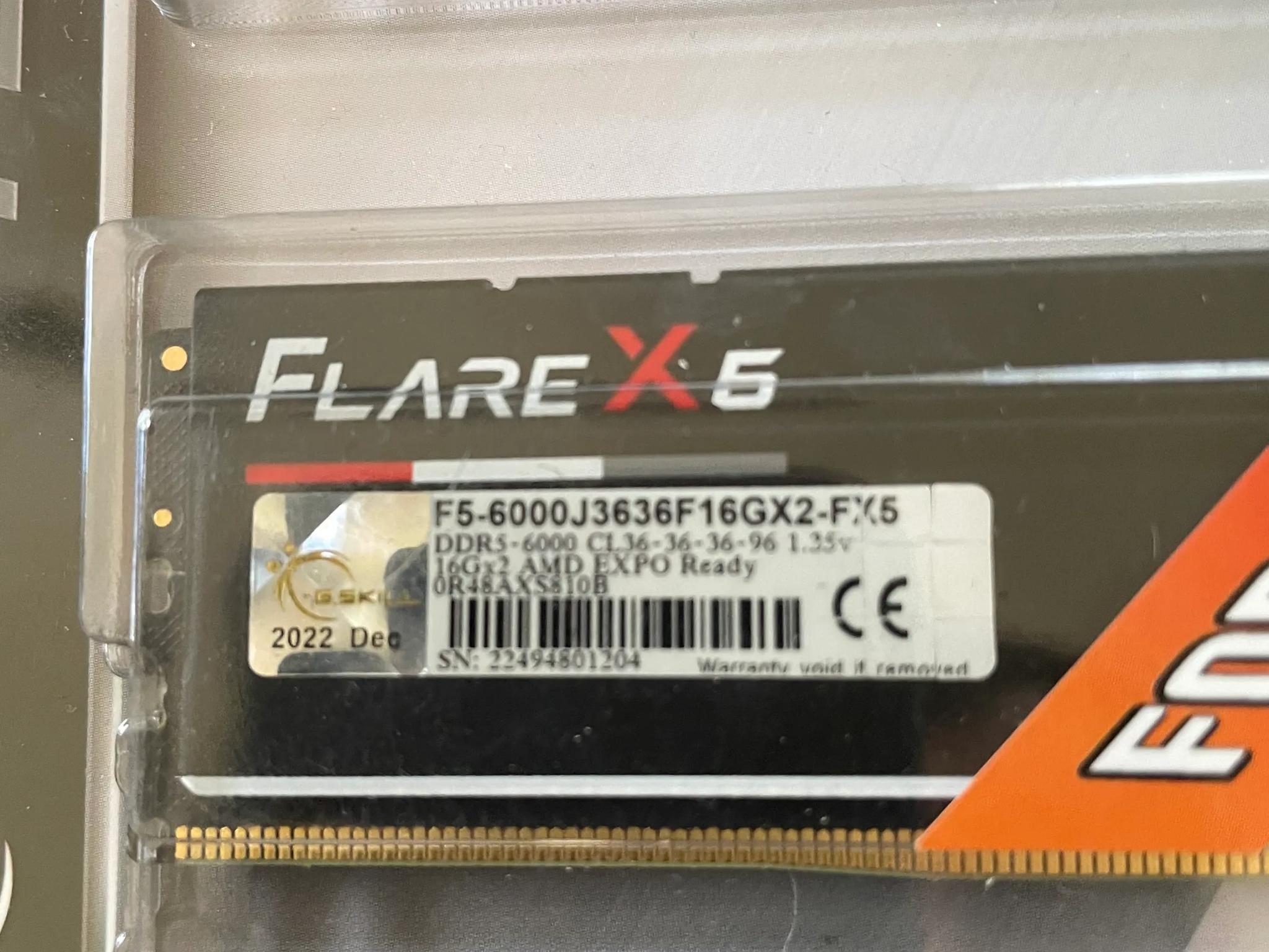 G.Skill Flare X5 Series 32GB (2 x 16GB) DDR5-6000 PC5-48000 CL36 Dual Channel Desktop Memory