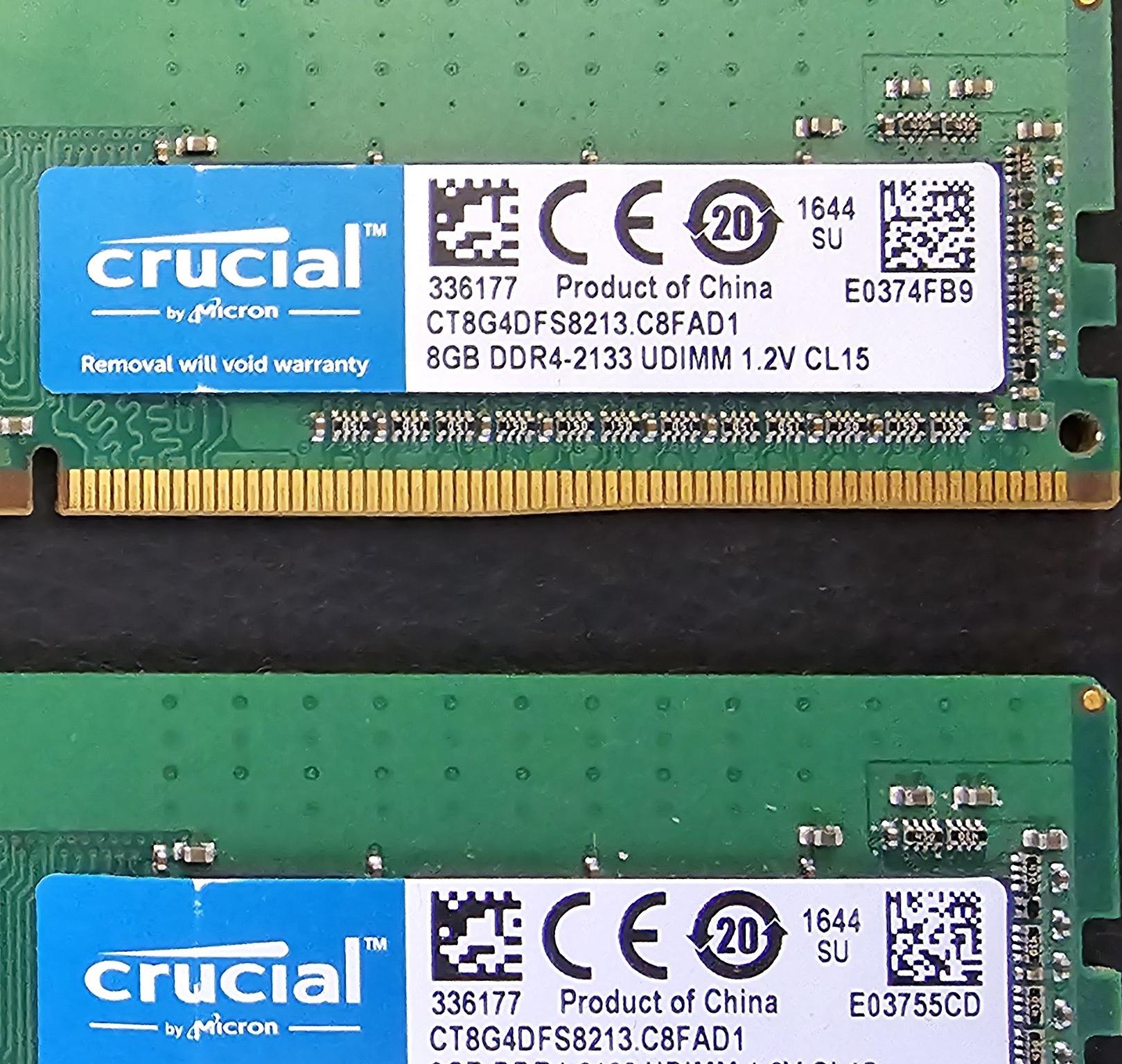 Crucial 2 x 8GB Single DDR4 2133 MT/s (PC4-17000)