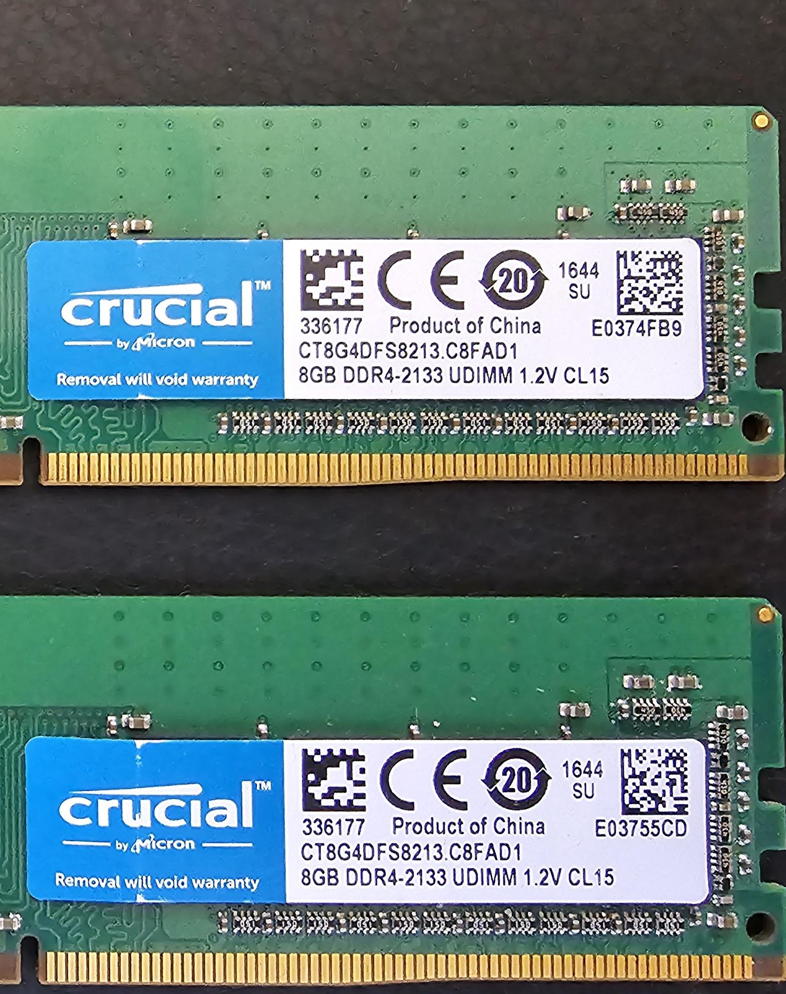 Crucial 2 x 8GB Single DDR4 2133 MT/s (PC4-17000)