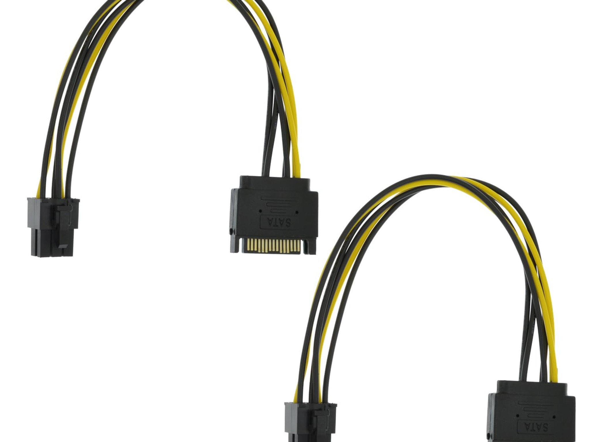 2 Packs SATA 15 Pin to 6 Pin Video Card GPU Power Supply Cable 8.6inch 22cm