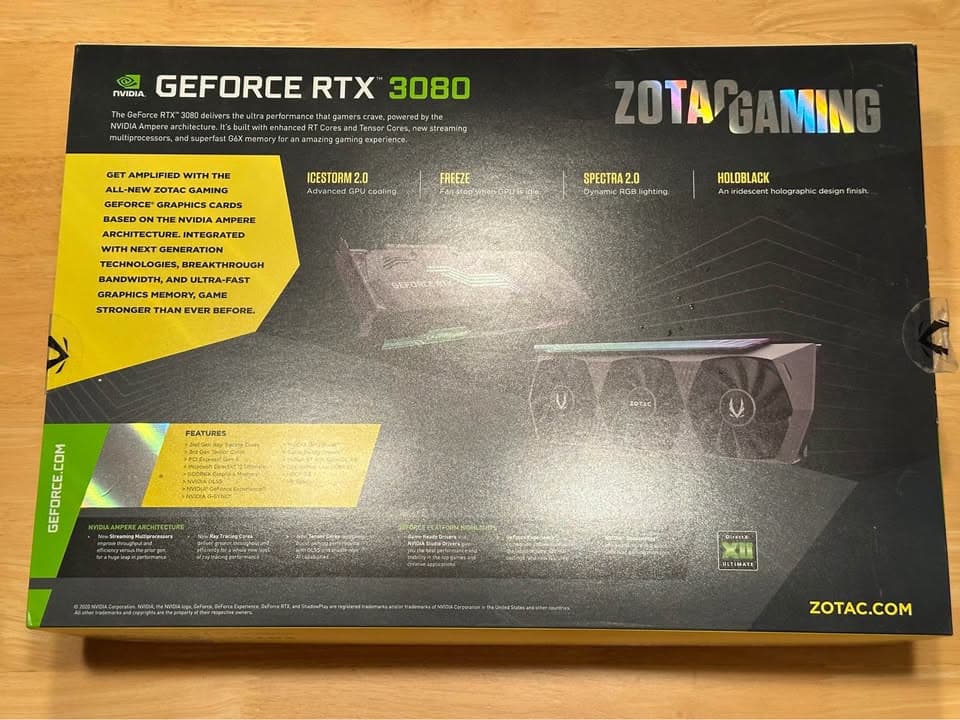 Zotac RTX 3080 10 GB Amp Holo with original box