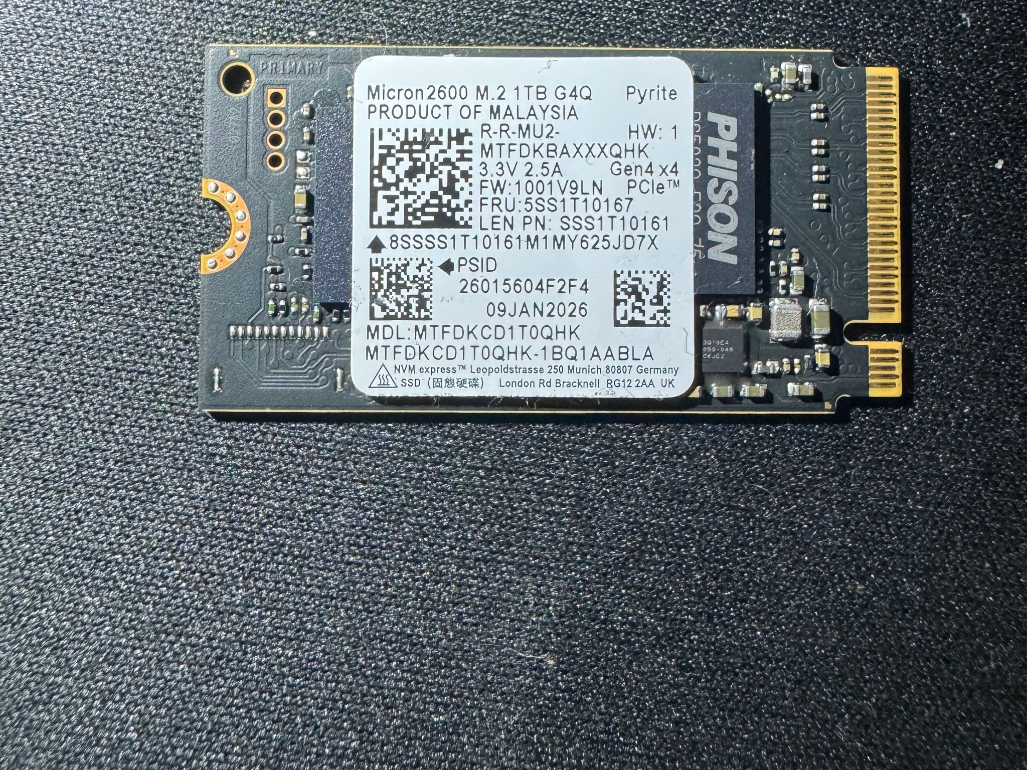 Micron 2600 1TB M.2 2230 NVMe PCIe Gen4 x4 SSD