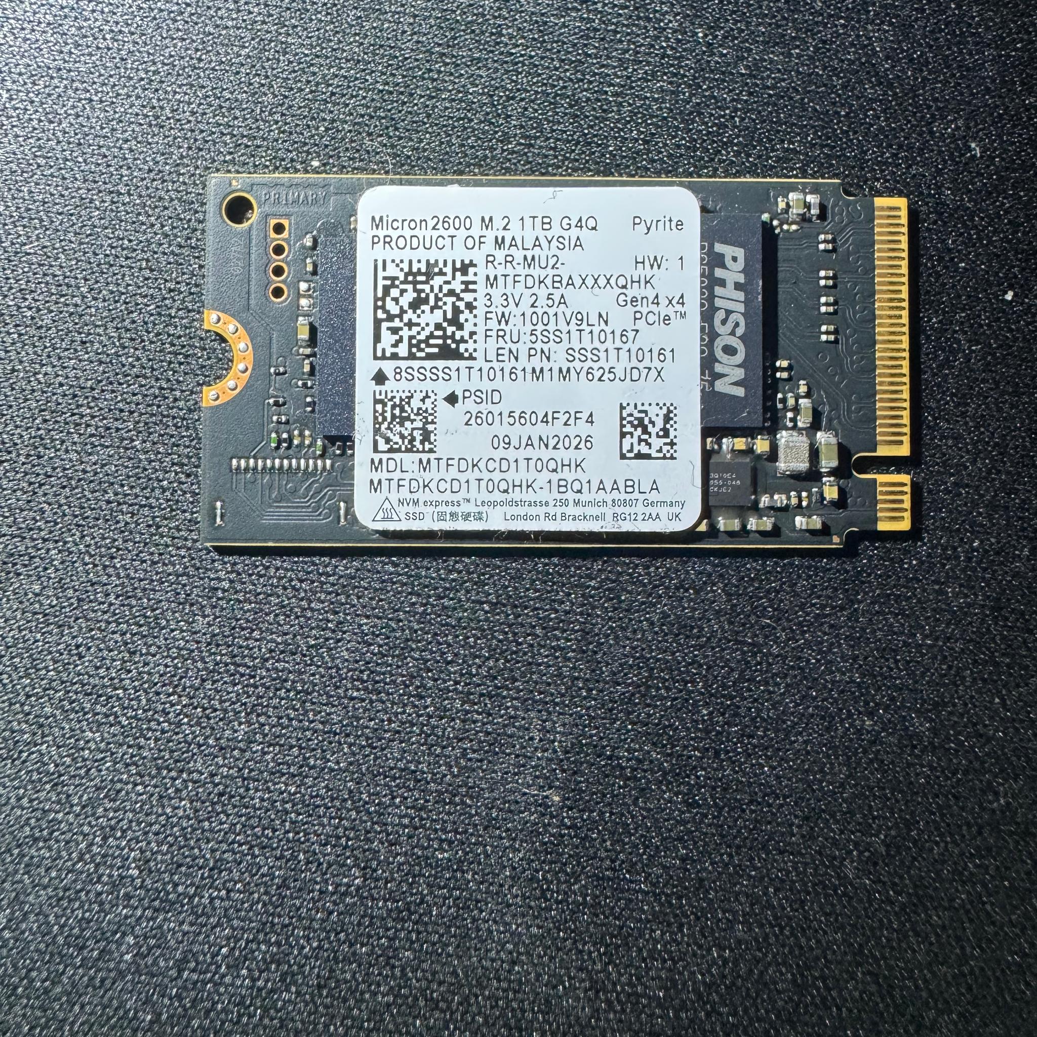 Micron 2600 1TB M.2 2230 NVMe PCIe Gen4 x4 SSD