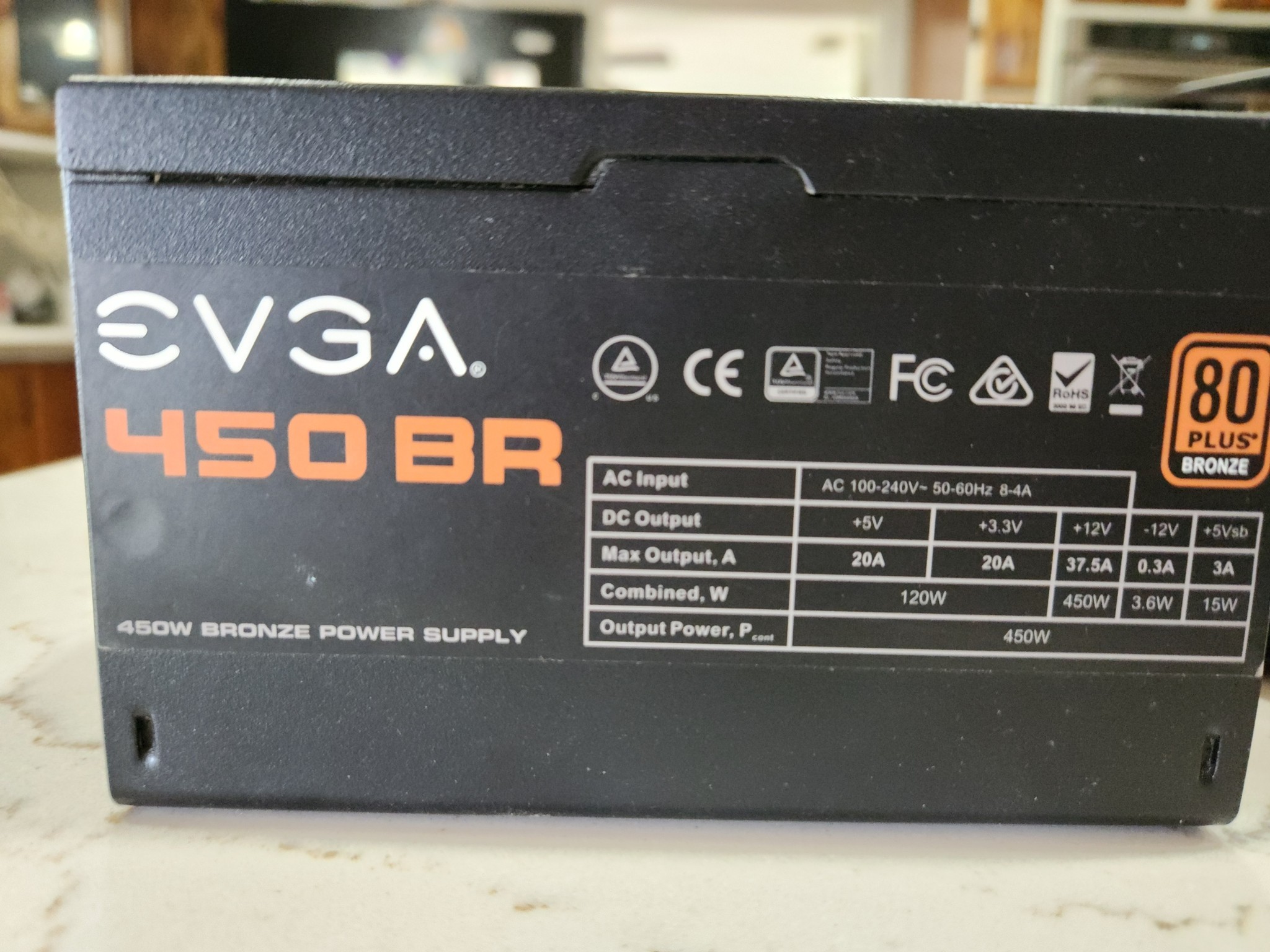 OPEN BOX EVGA 450w BR bronze rated non-modular black cables