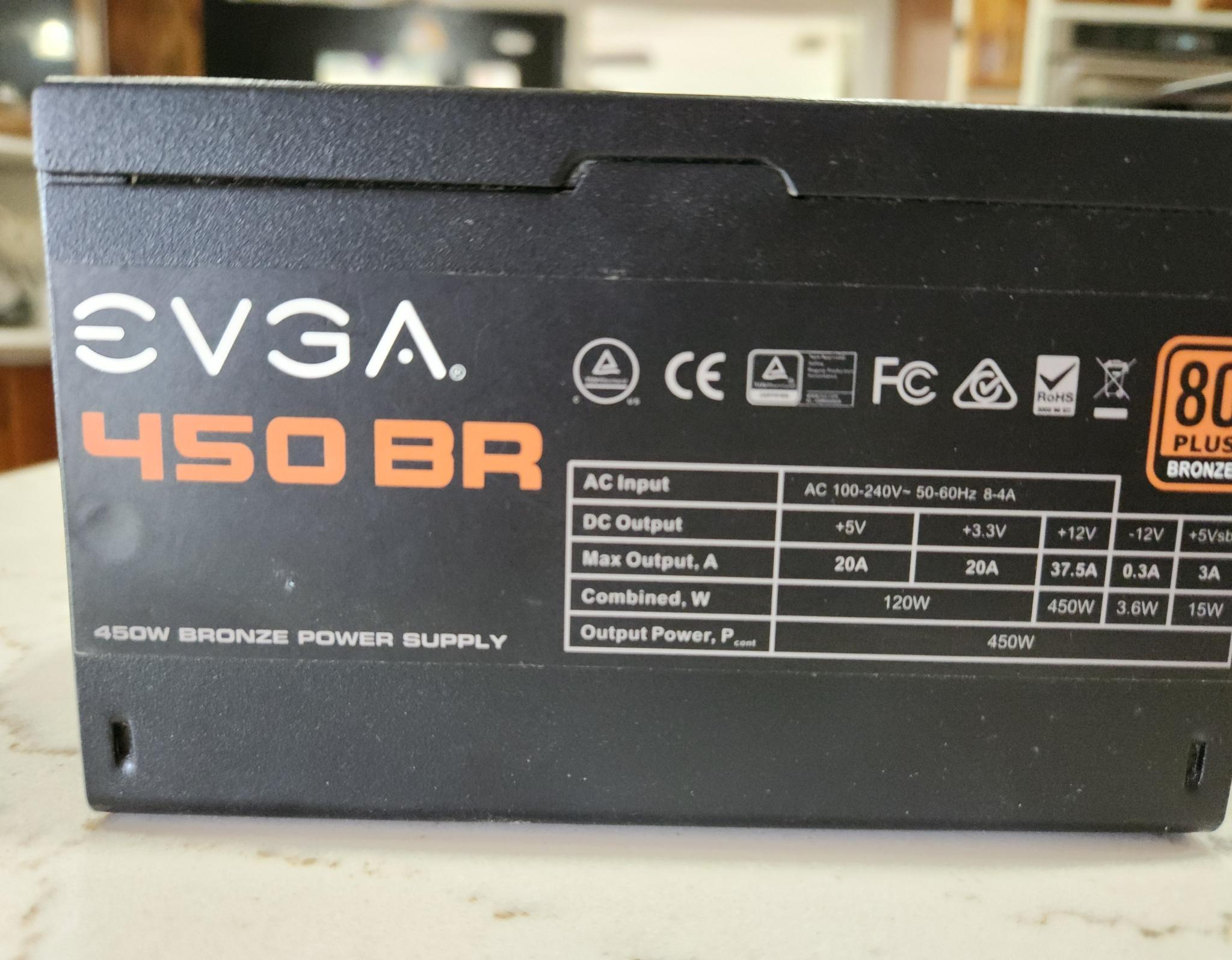 OPEN BOX EVGA 450w BR bronze rated non-modular black cables