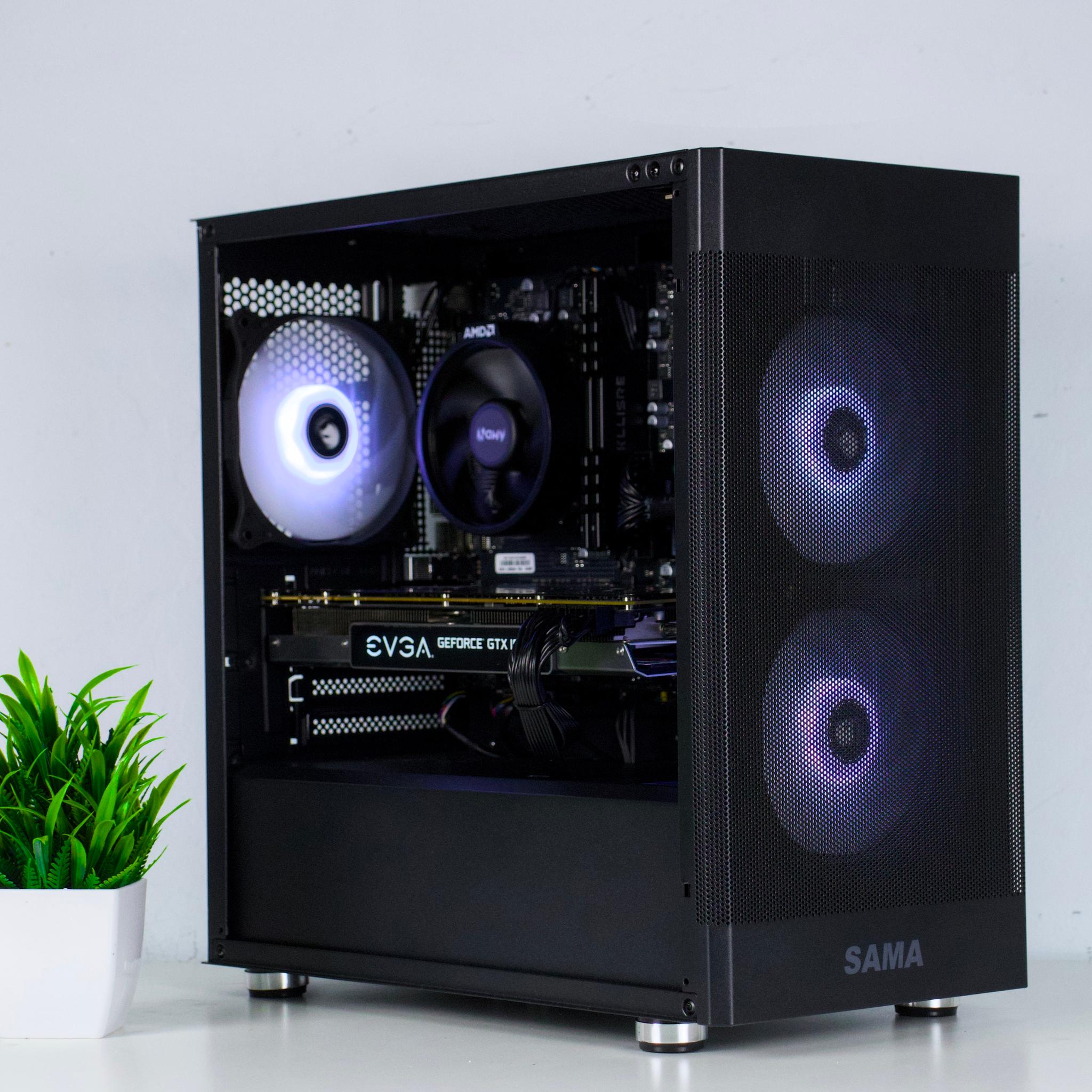 🟥⬛Black Gaming PC – GTX 1070 8G, Ryzen 5 2600, 16GB RAM, 500GB SSD - WiFi ⬛🟥