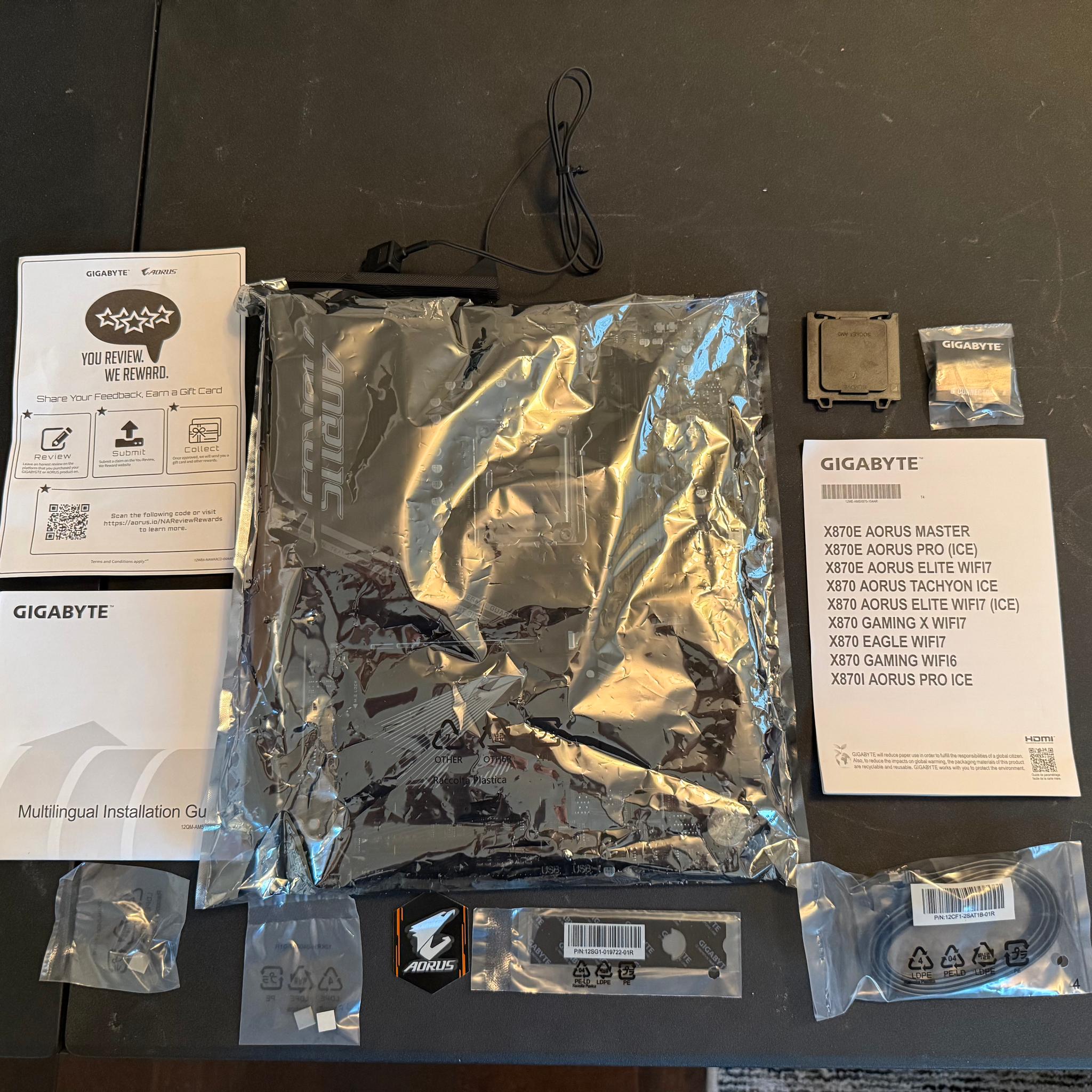 Gigabyte X870 AORUS Elite WiFi7 Motherboard – AM5, DDR5, PCIe 5.0, Like New