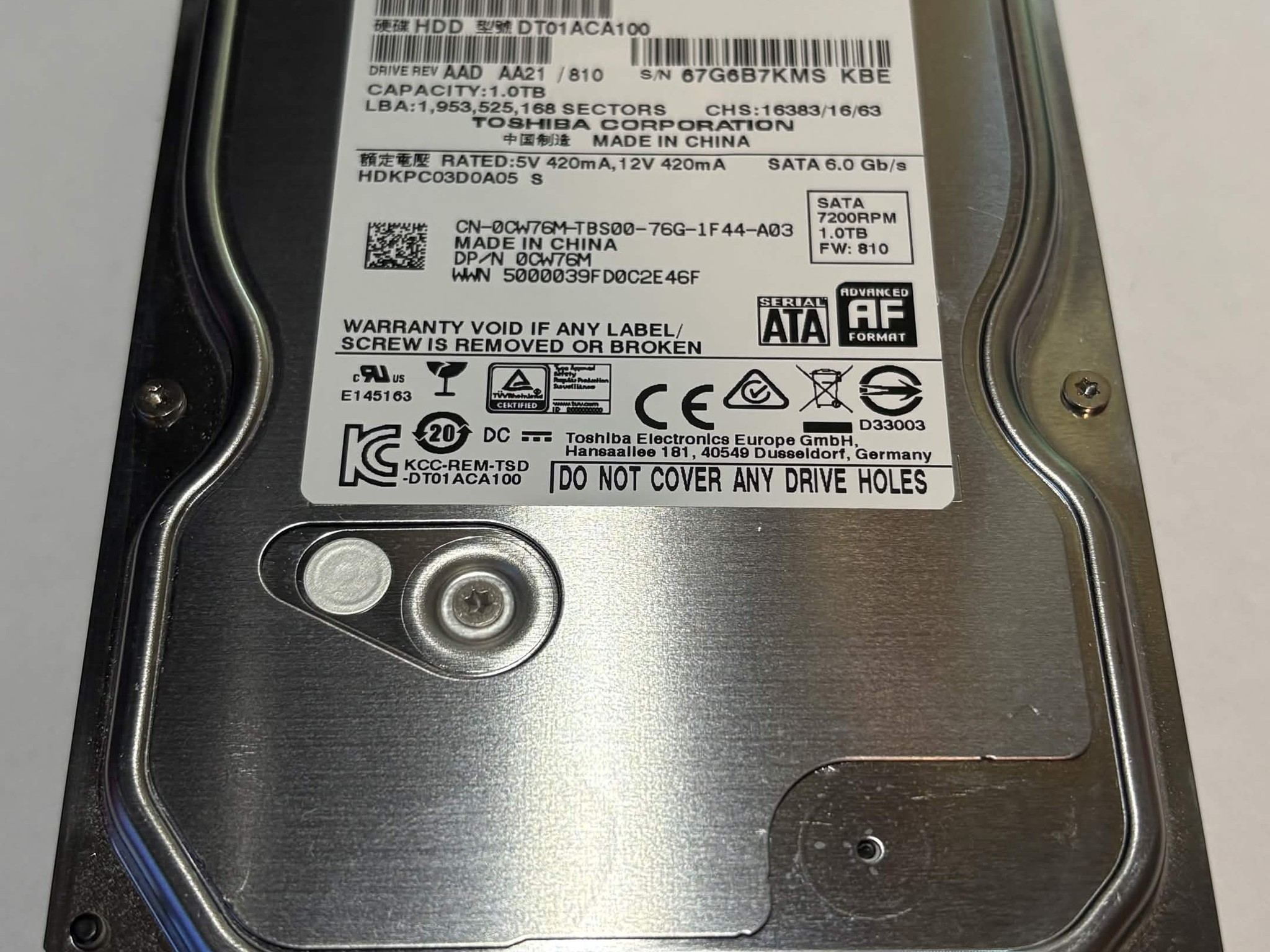 Toshiba DT01ACA100 1TB 7200RPM SATA Hard Drive | Tested & Healthy