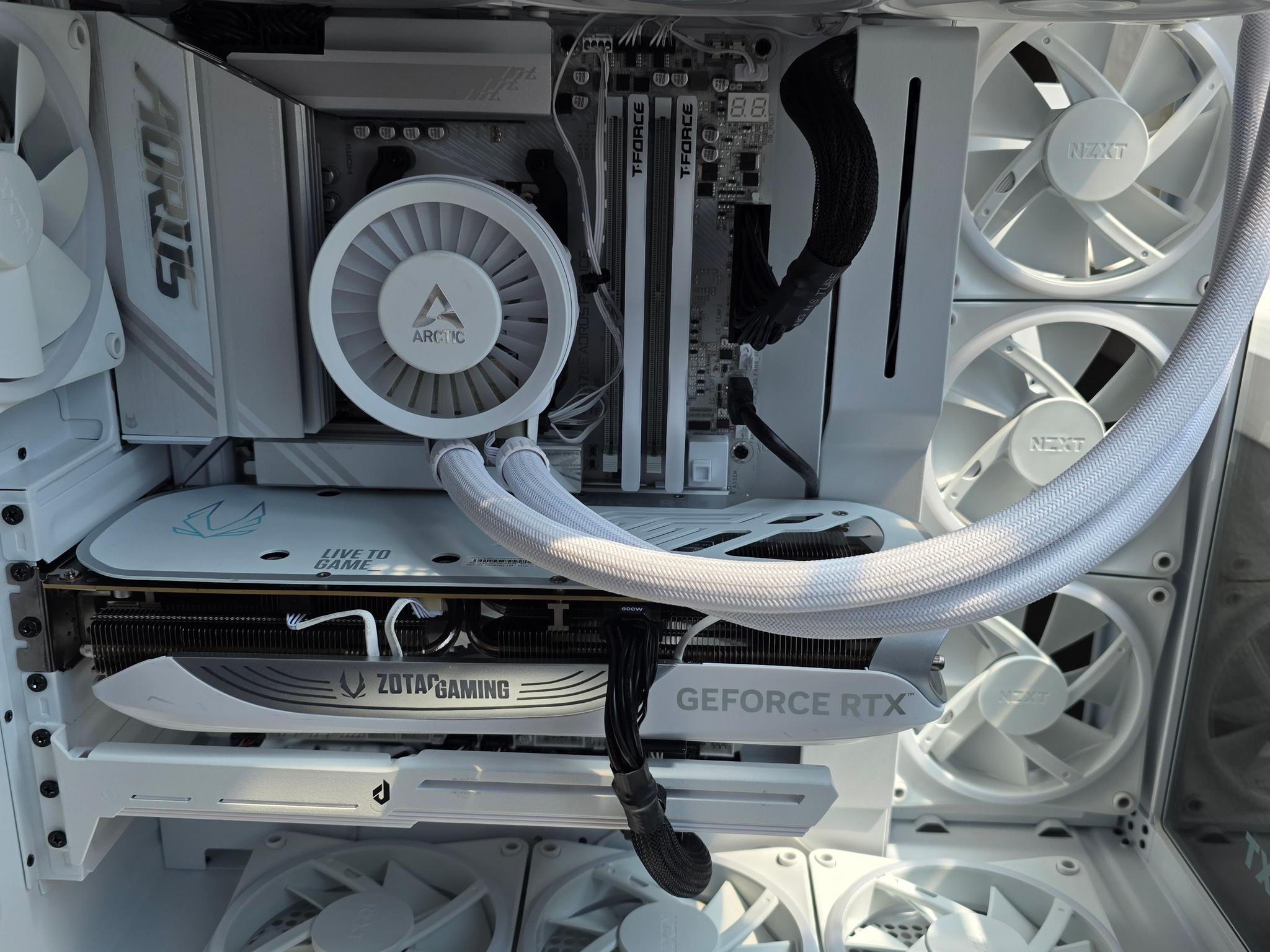 Nzxt white h9 flow/elite mesh and glass top panel included . Ryzen 7 9800xd, 4080 super, aorus x870e