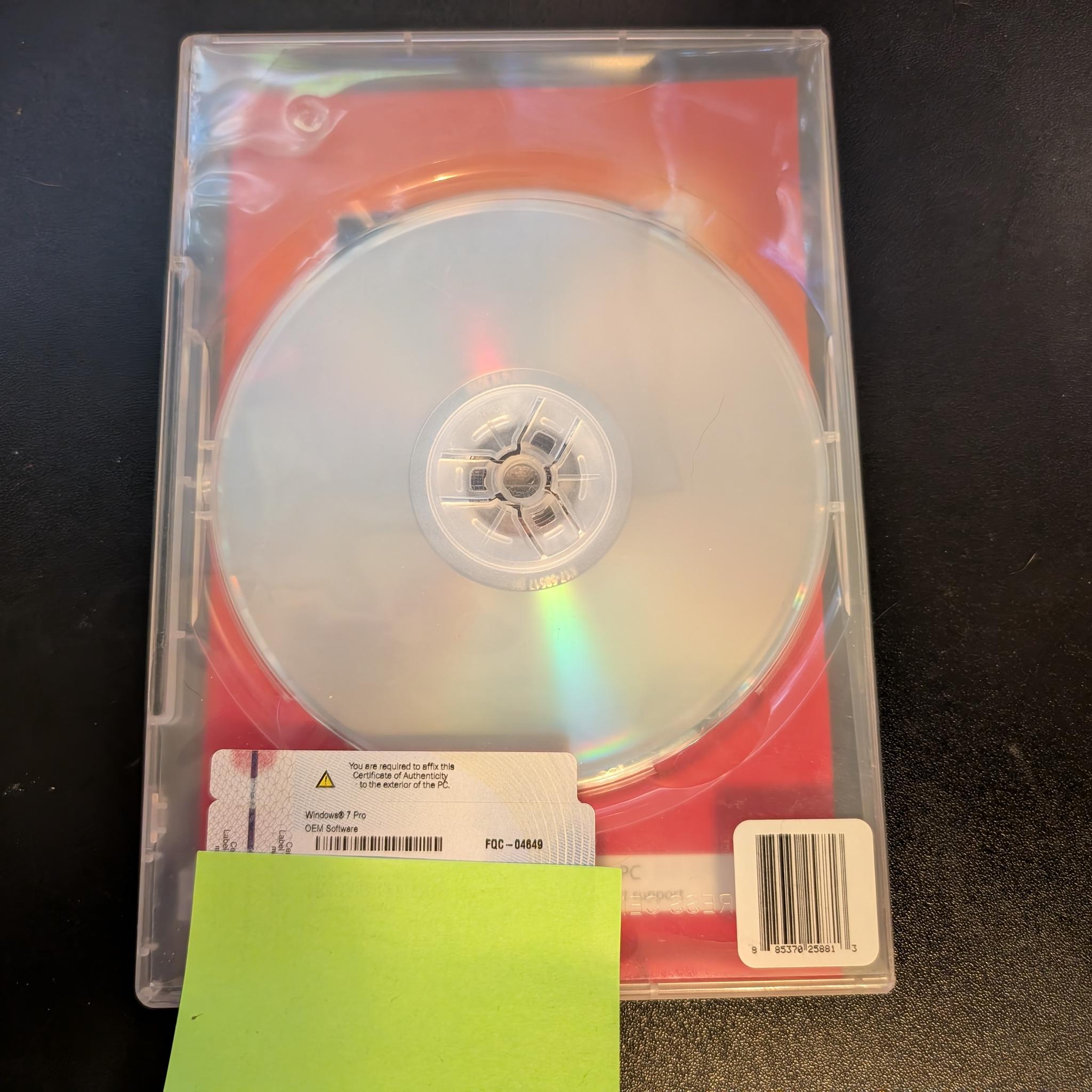 Microsoft Windows 7 Professional 64 Bit SP1 OEM DVD w/Product Key