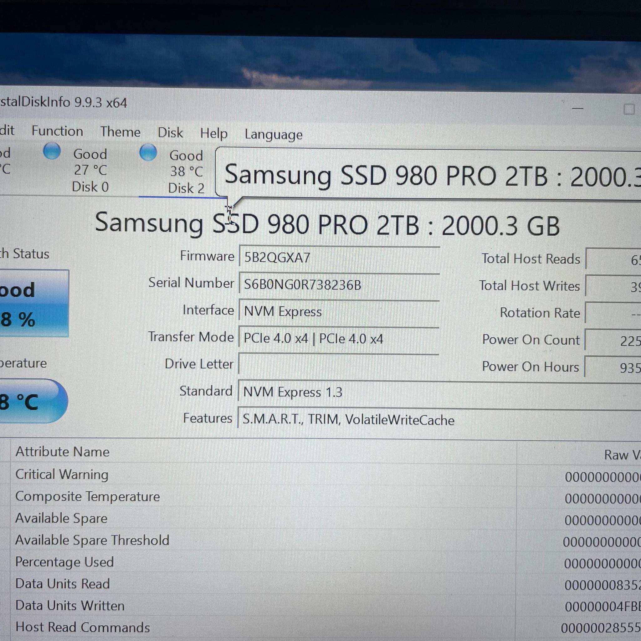 Samsung SSD 980 PRO 2TB NVME SSD