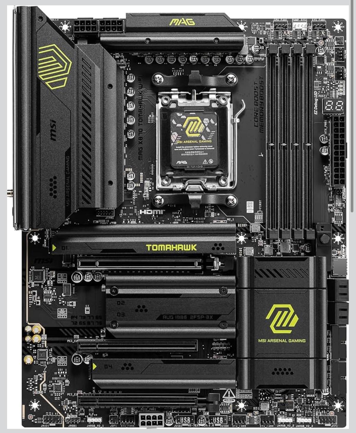 MSI MAG X870 Tomahawk WiFi Gaming Motherboard AM5, DDR5, PCIe 5.0