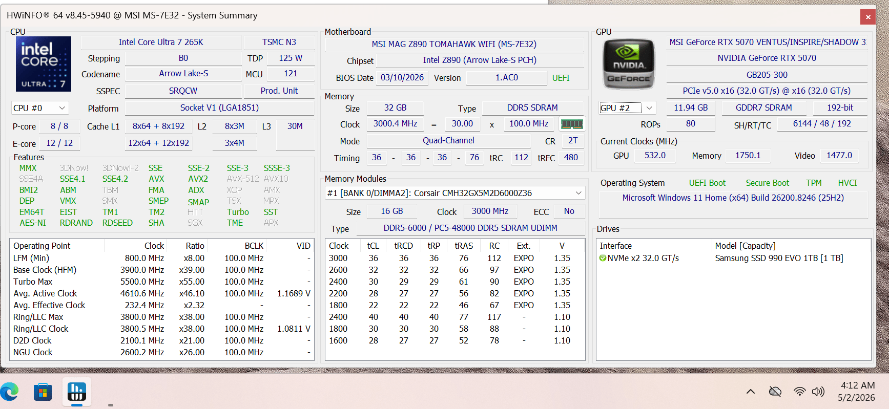 265k+5070 1440P/4K Custom Build