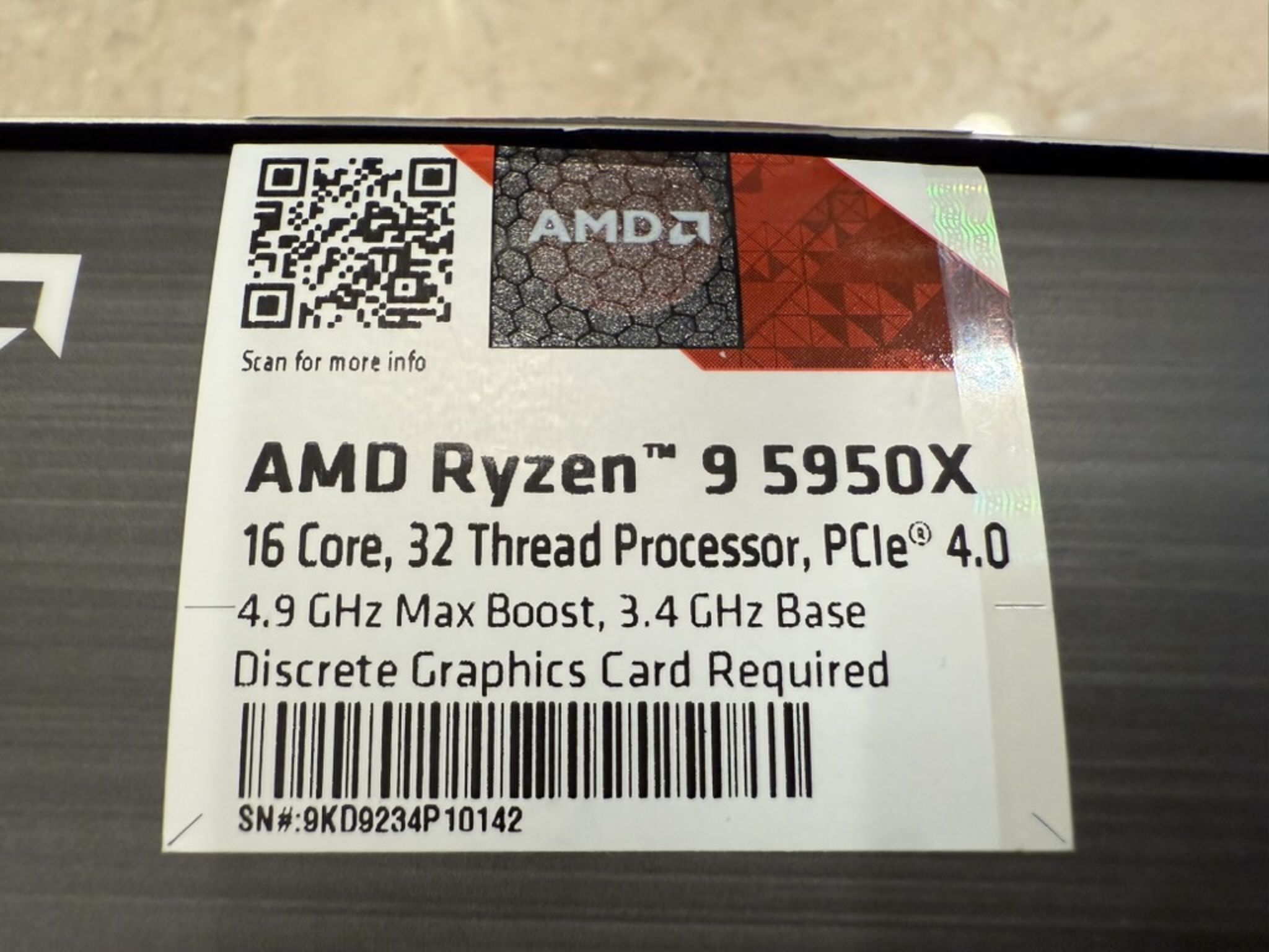 AMD Ryzen 9 5950X 16 core processor - IN ORIGIGNAL BOX - LOW USAGE!