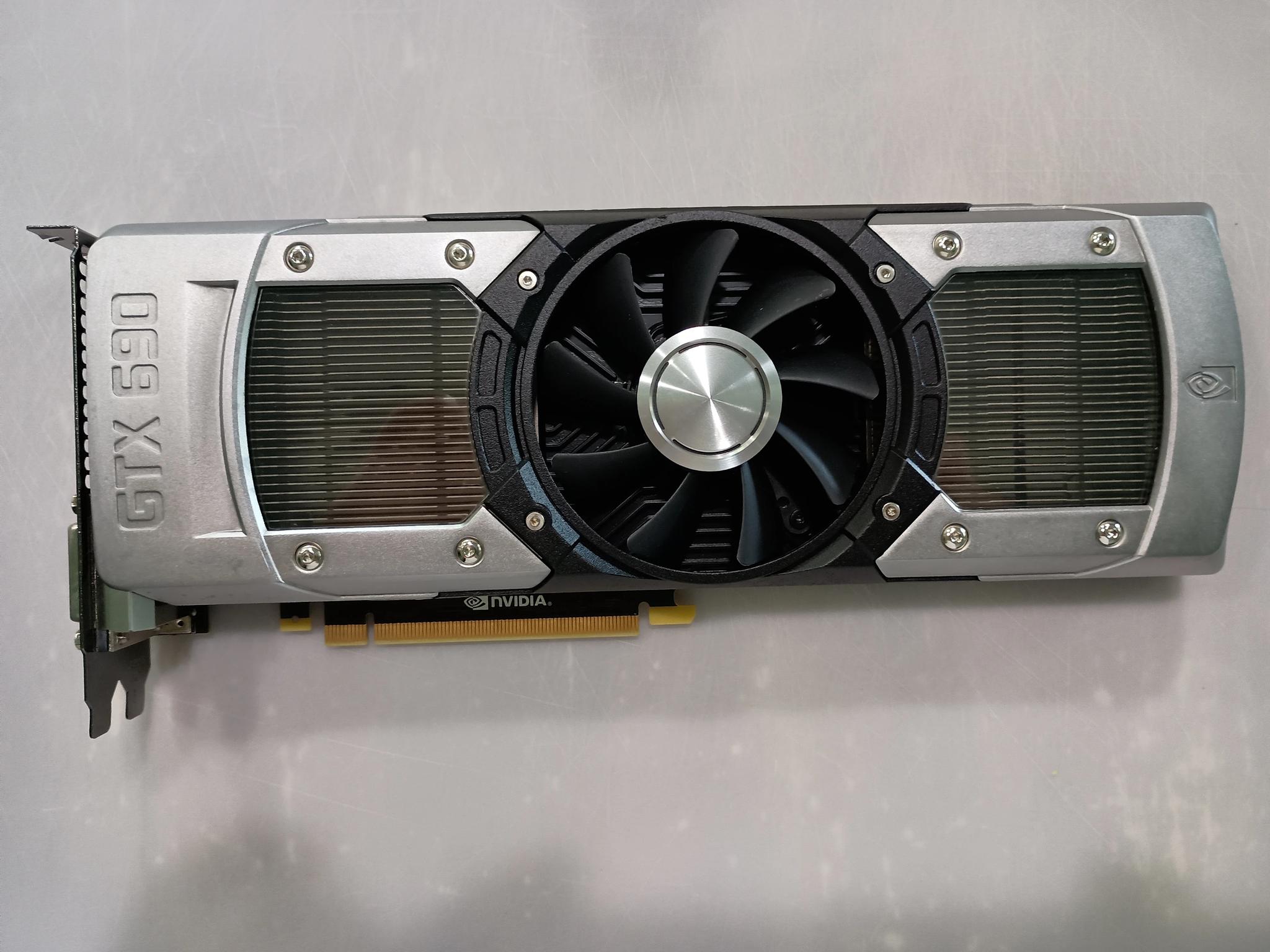 Two GTX 690 GPUs for Quad SLI (with SLI bridge). Tested, works well.