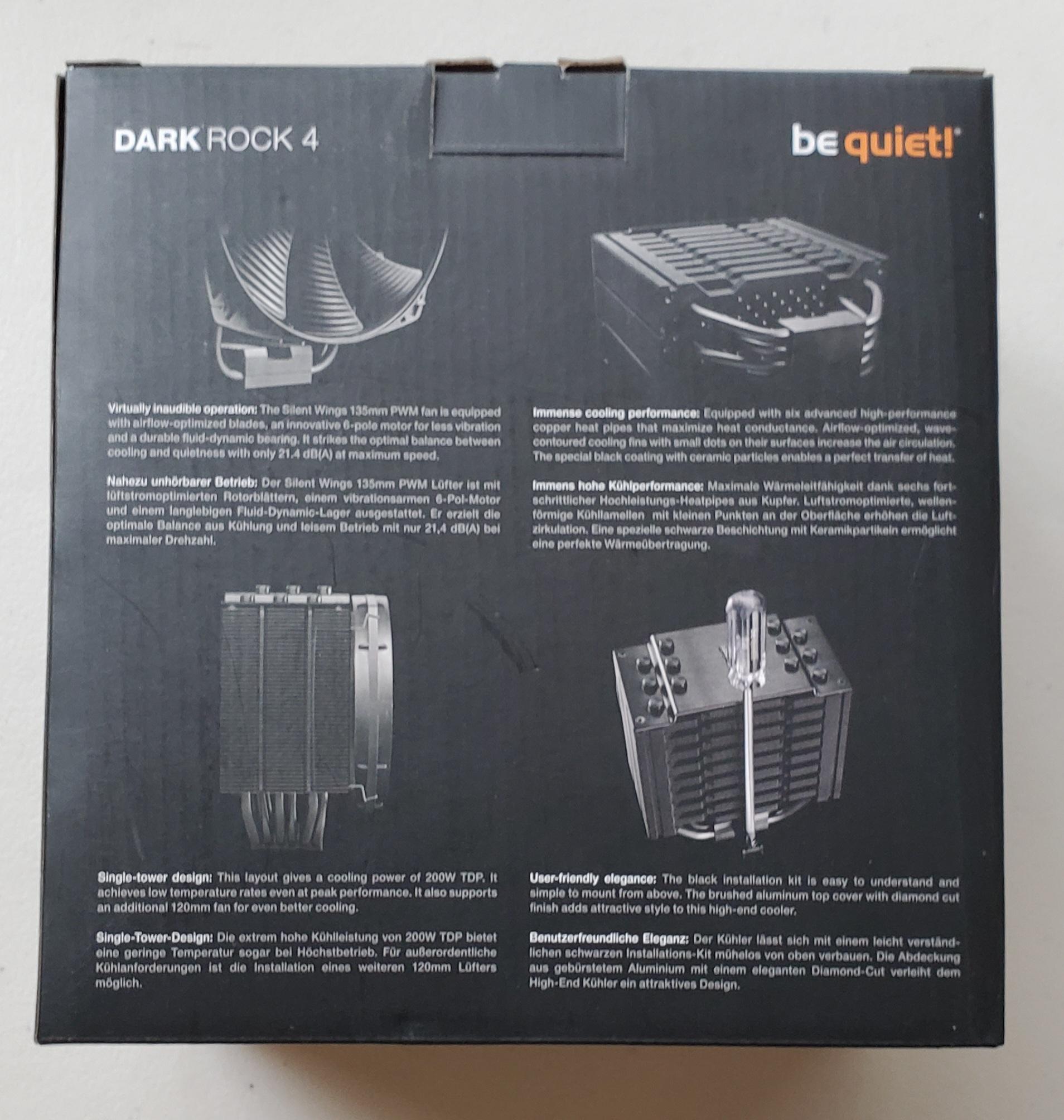 be quiet! Dark Rock 4  - CPU Cooler  - 200W TDP Intel & AMD - BK021