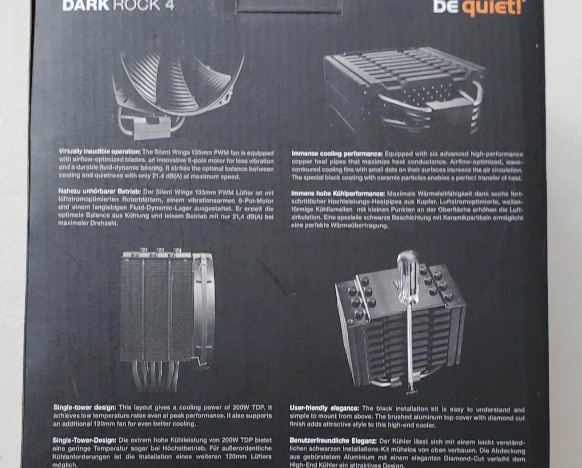 be quiet! Dark Rock 4  - CPU Cooler  - 200W TDP Intel & AMD - BK021