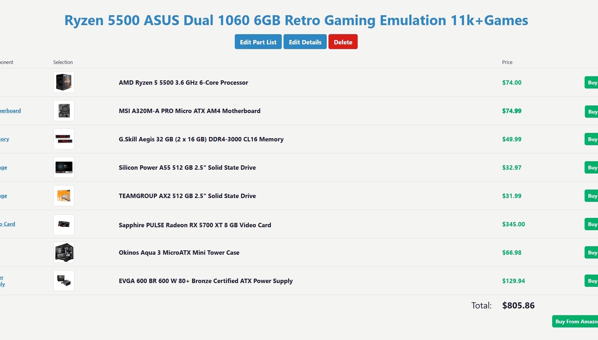 Gaming Retro Gaming Emulation PC AMD Ryzen 5 5500 AMD Sapphire Pulse 5700 XT 8GB  11k+Games