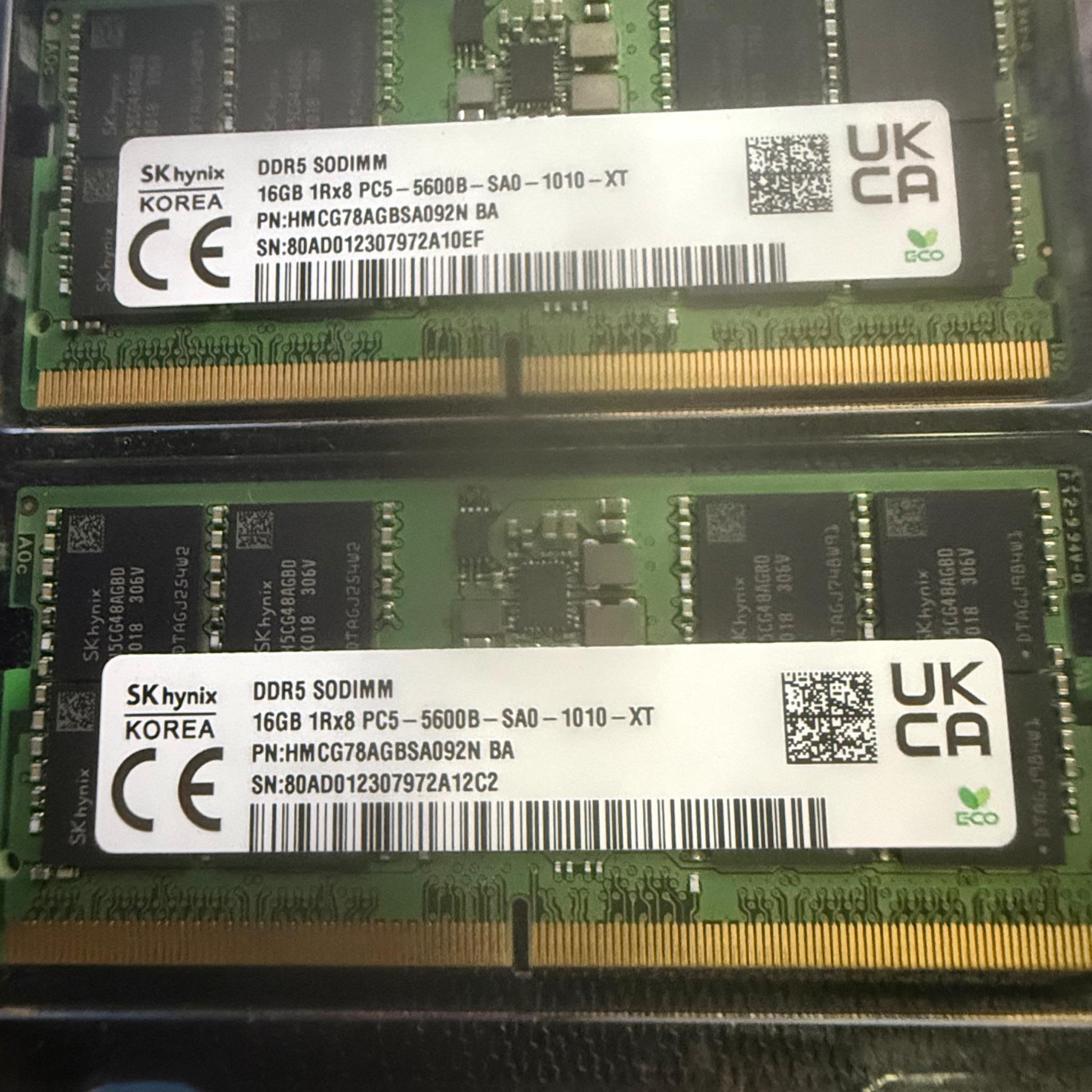 SKhynix DDR5 SODIMM 16GB x 2 5600mhz