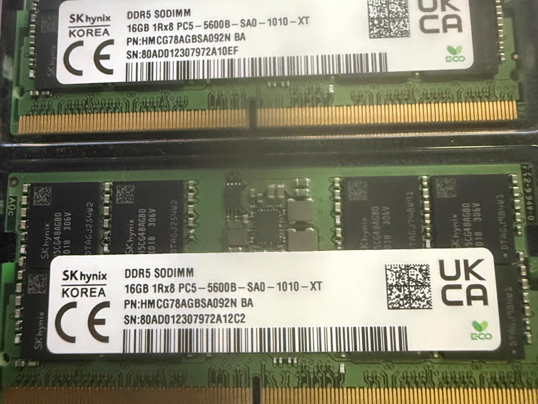 SKhynix DDR5 SODIMM 16GB x 2 5600mhz