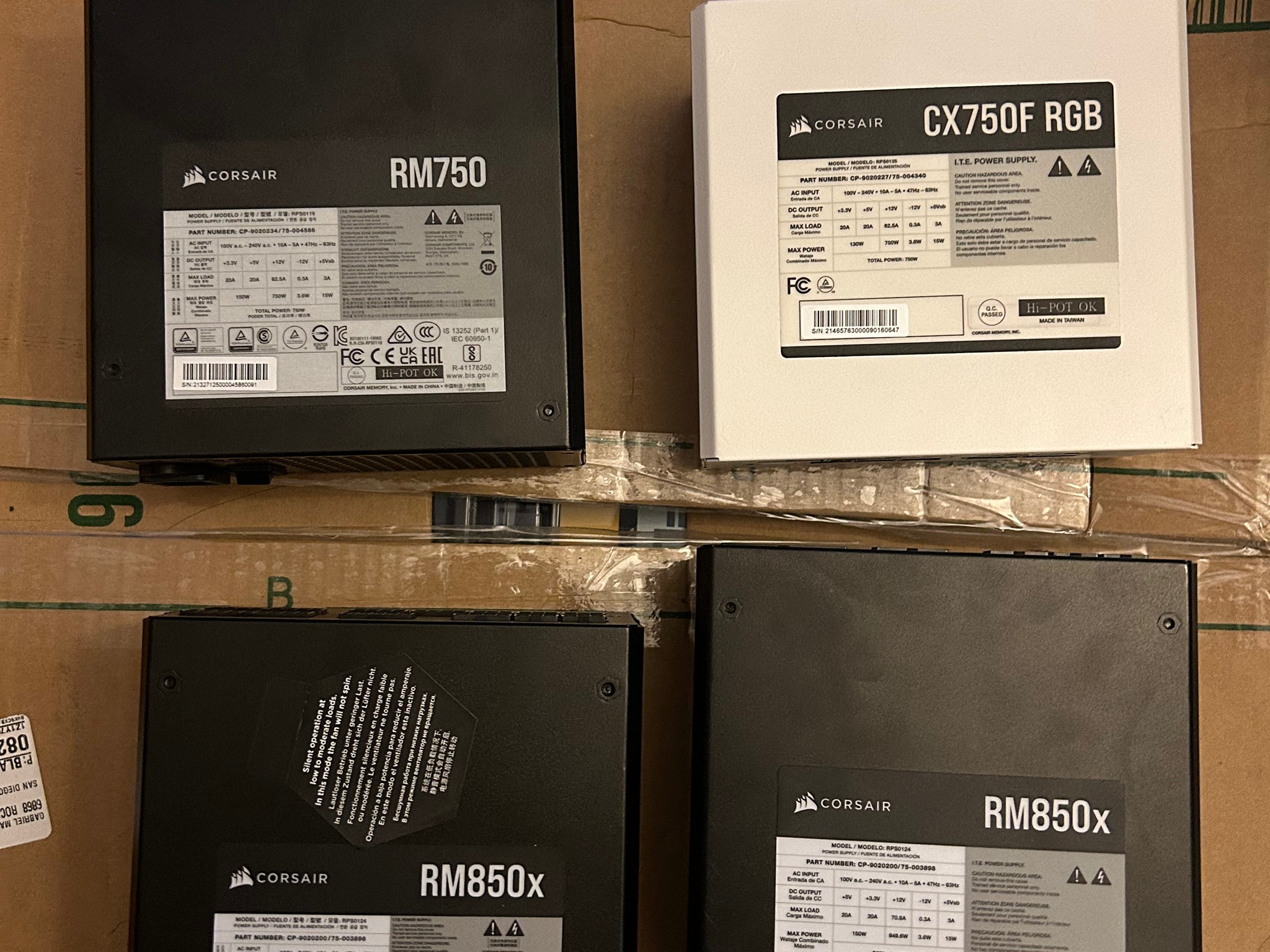 (4) Corsair Power Supplies | (2) RM850X, (1) RM750, (1) CX750F RGB