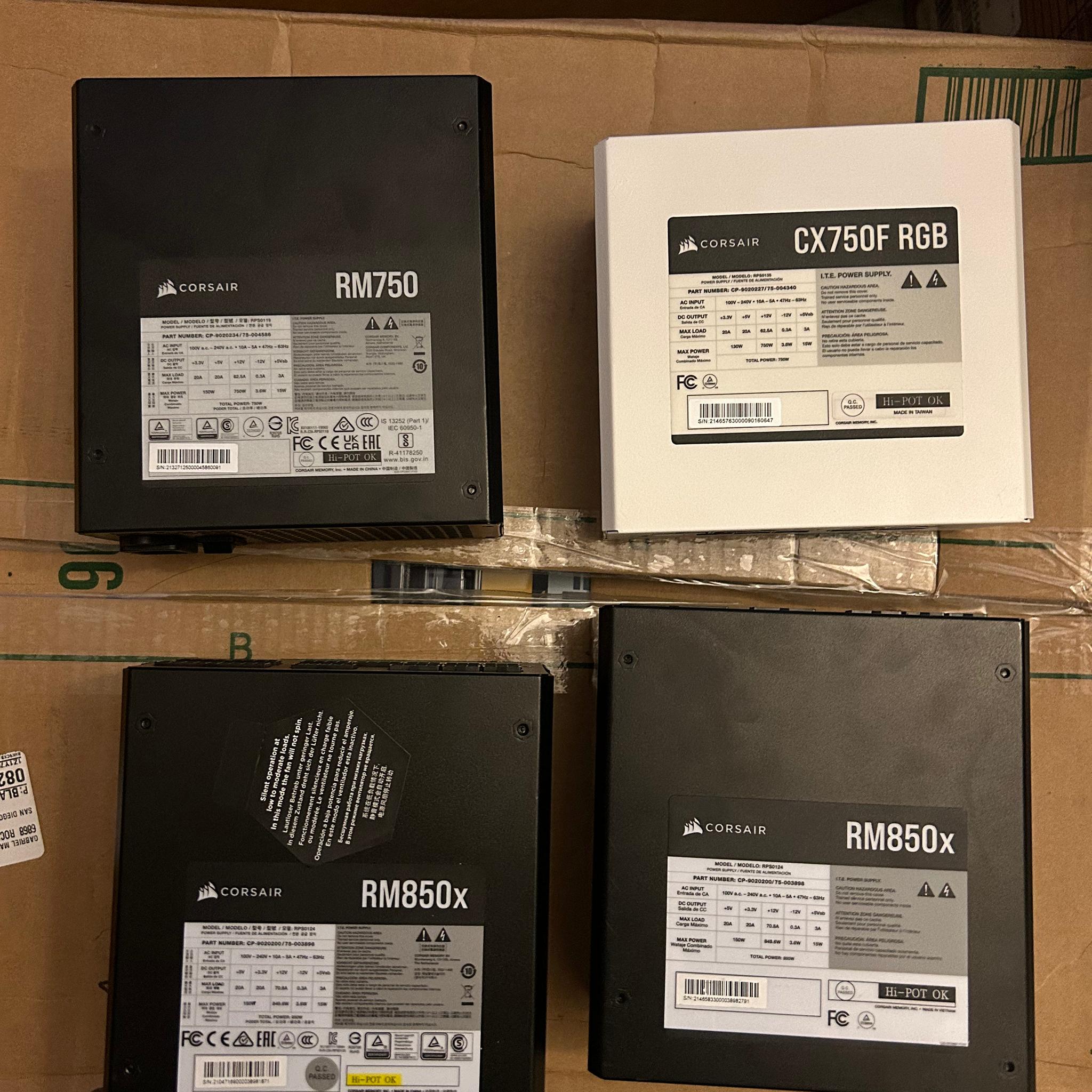 (4) Corsair Power Supplies | (2) RM850X, (1) RM750, (1) CX750F RGB