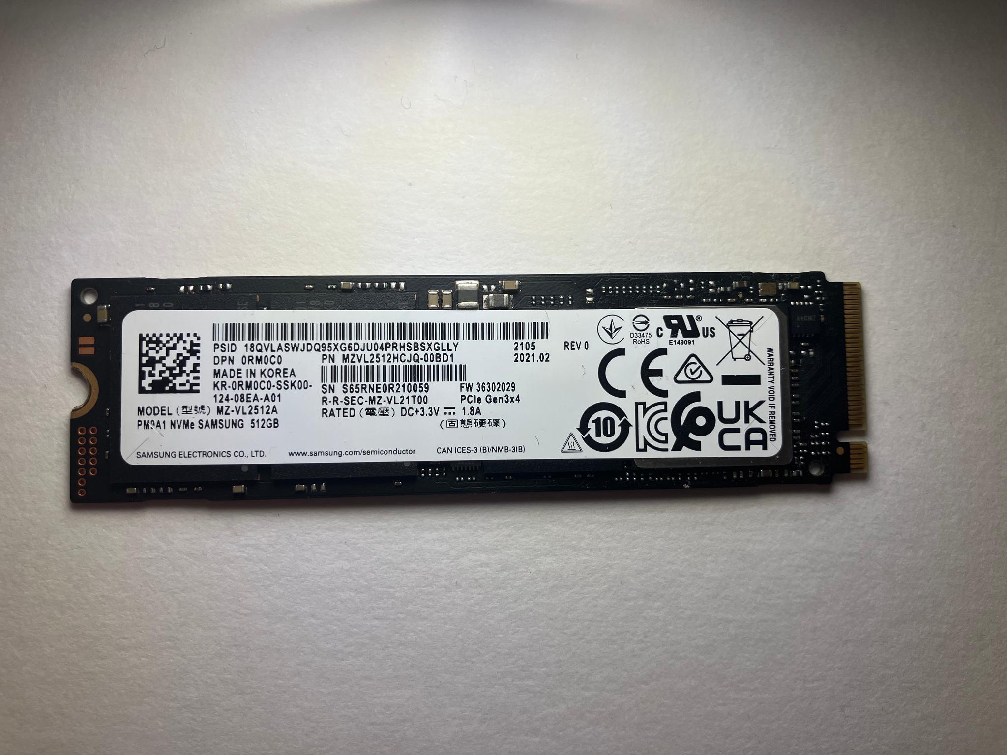 Samsung PM9A1 512GB SSD Gen3x4 512MB DRAM | NVME M.2 2280 | Solid State Drive | 89% Health
