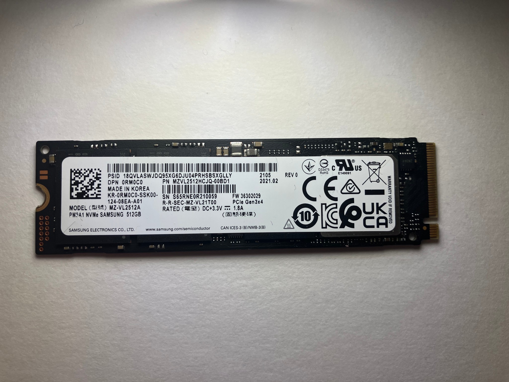 Samsung PM9A1 512GB SSD Gen3x4 512MB DRAM | NVME M.2 2280 | Solid State Drive | 89% Health